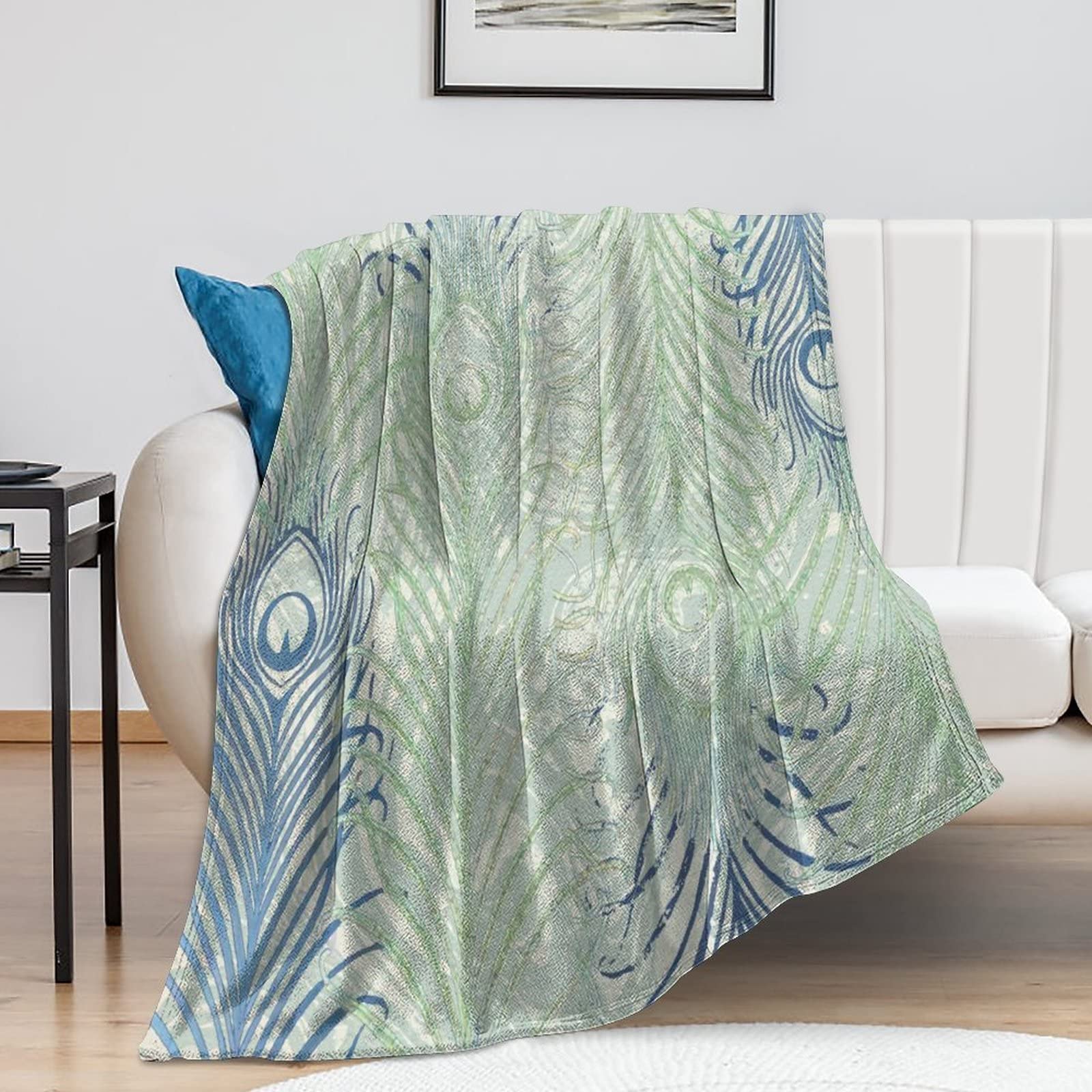 Couverture rustique en flanelle de paon contre le froid sur votre chaise