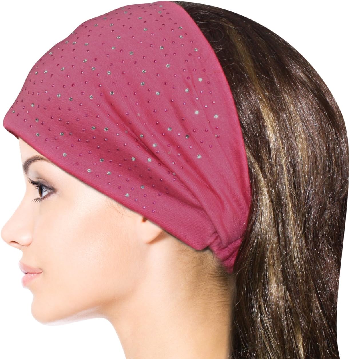 Dahlia Sparkling Rhinestone and Dots Wide Elastic Headband