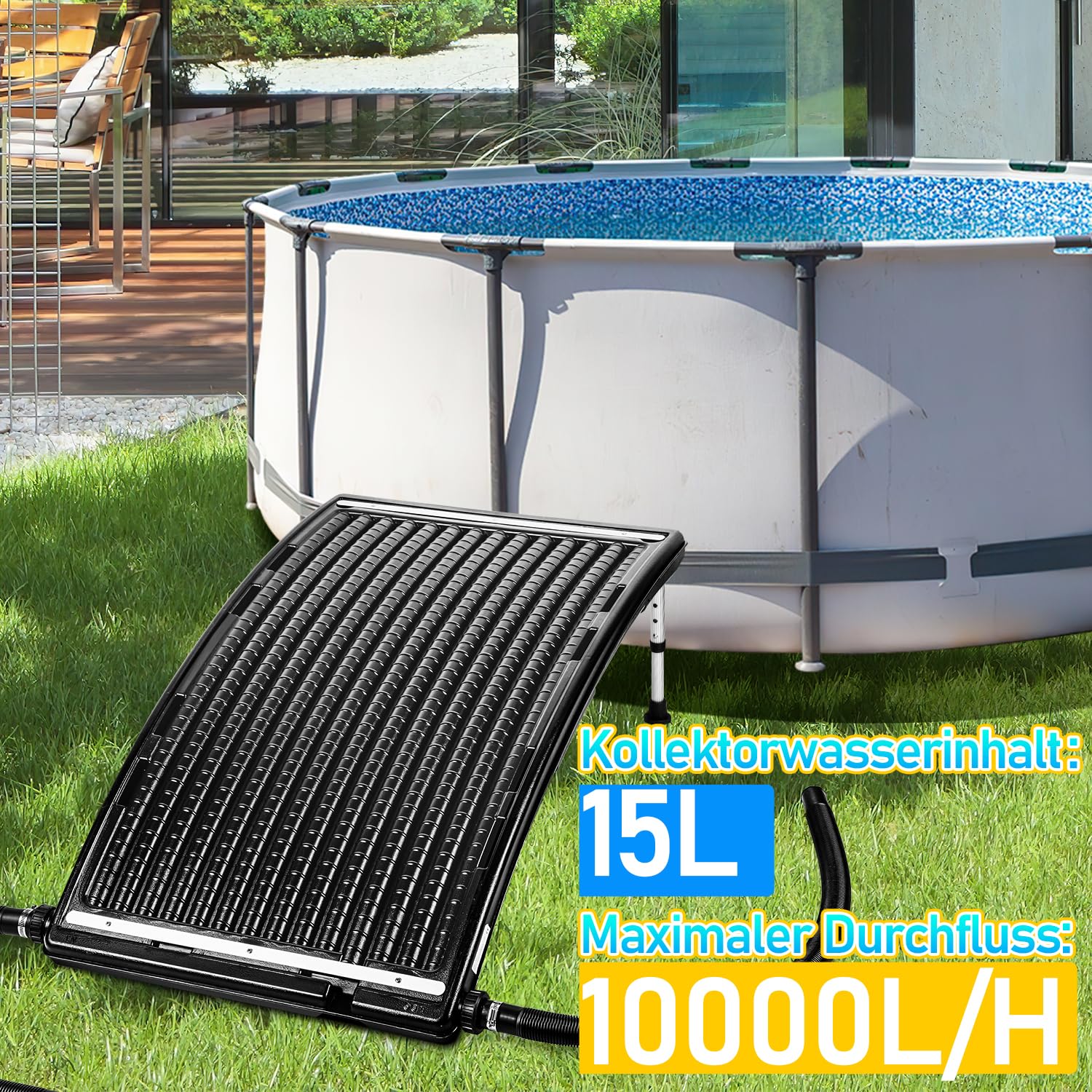Sonnenkollektor Solarheizung Pool Heizungen 113 x 69 x 35 cm Solar Poolheizung Solaranlage für Warmwasser Gartendusche Pool,Poolheizung Höhenverstellbar