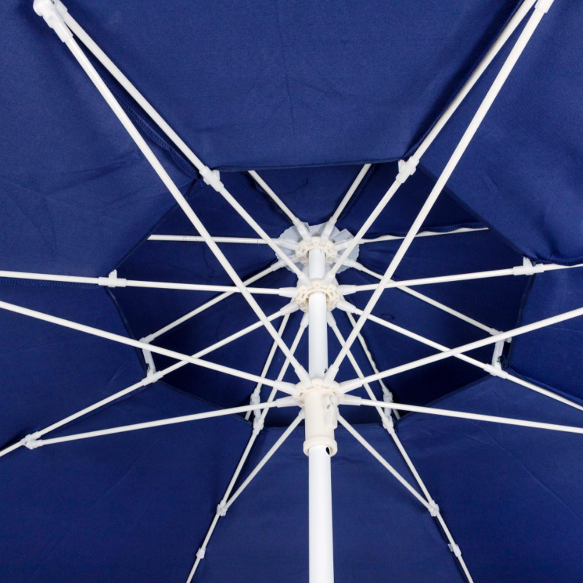 AKTIVE Sombrilla de playa antiviento, 280 cm, Azul marino, Tejido poliéster, Protección UV30, Mástil metal regulable, Techo con ventilación, 8 varillas fibra vidrio, Funda transporte con asa (53848)