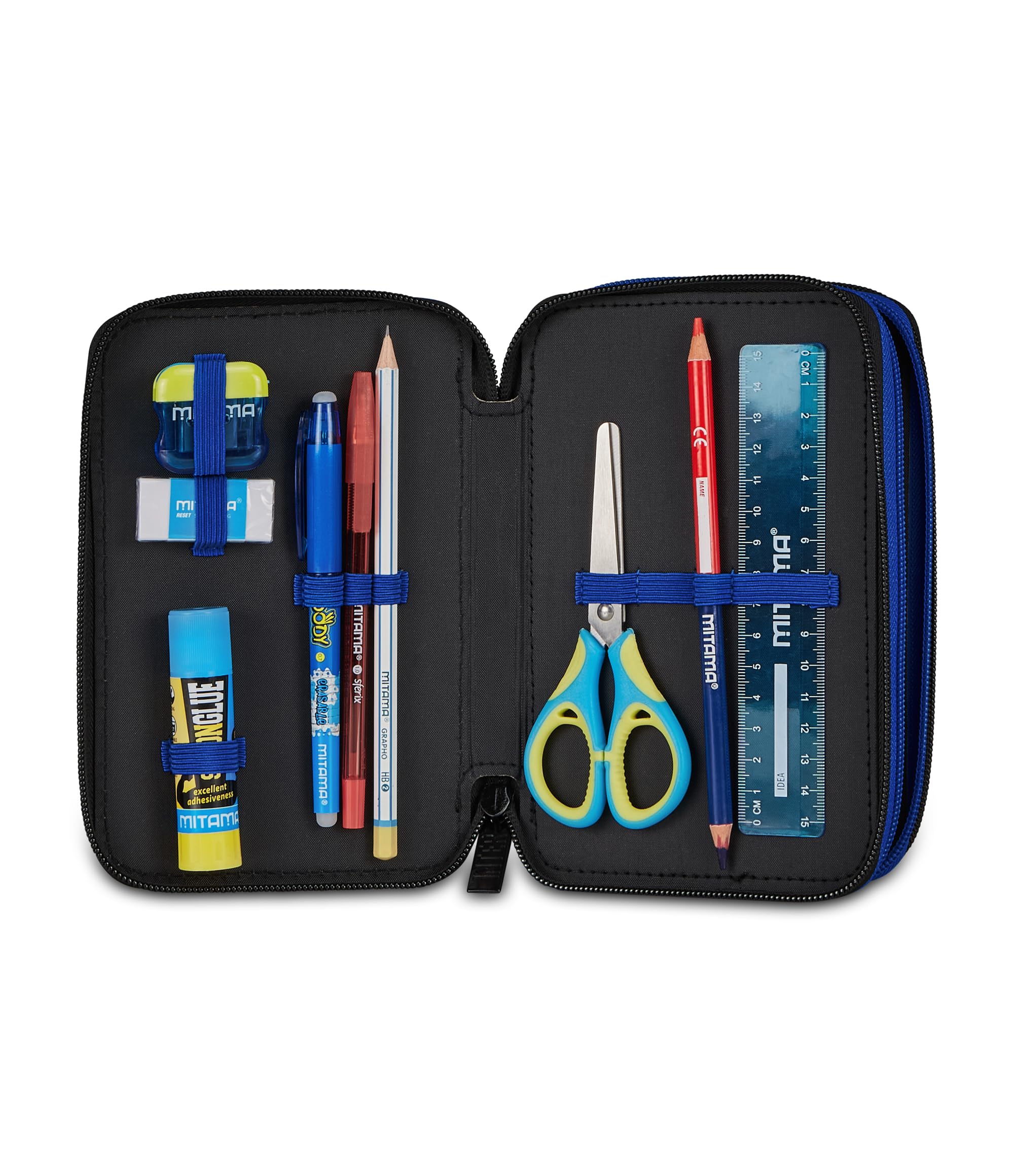 Seven Astuccio Scuola 3 Zip Inter, Blu, Triplo Scomparto, 45 pezzi, Set cancelleria, Zaino, Calcio, Prodotto ufficiale