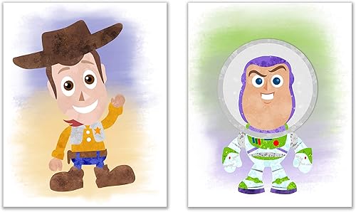 Toy Story - Juego de 2 impresiones de bebé (8 x 10 pulgadas) Baby Woody y Buzz Lightyear para decoración de pared