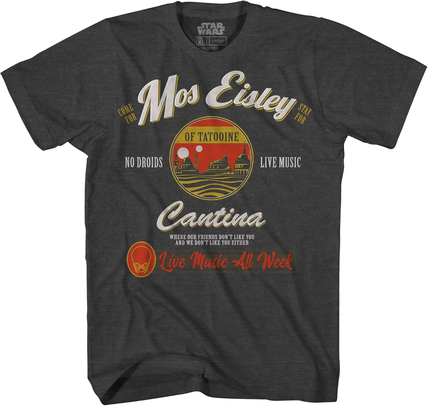 STAR WARS Mos Eisley Cantina Tatooine Men's Adult Graphic Tee T-Shirt: Clothing