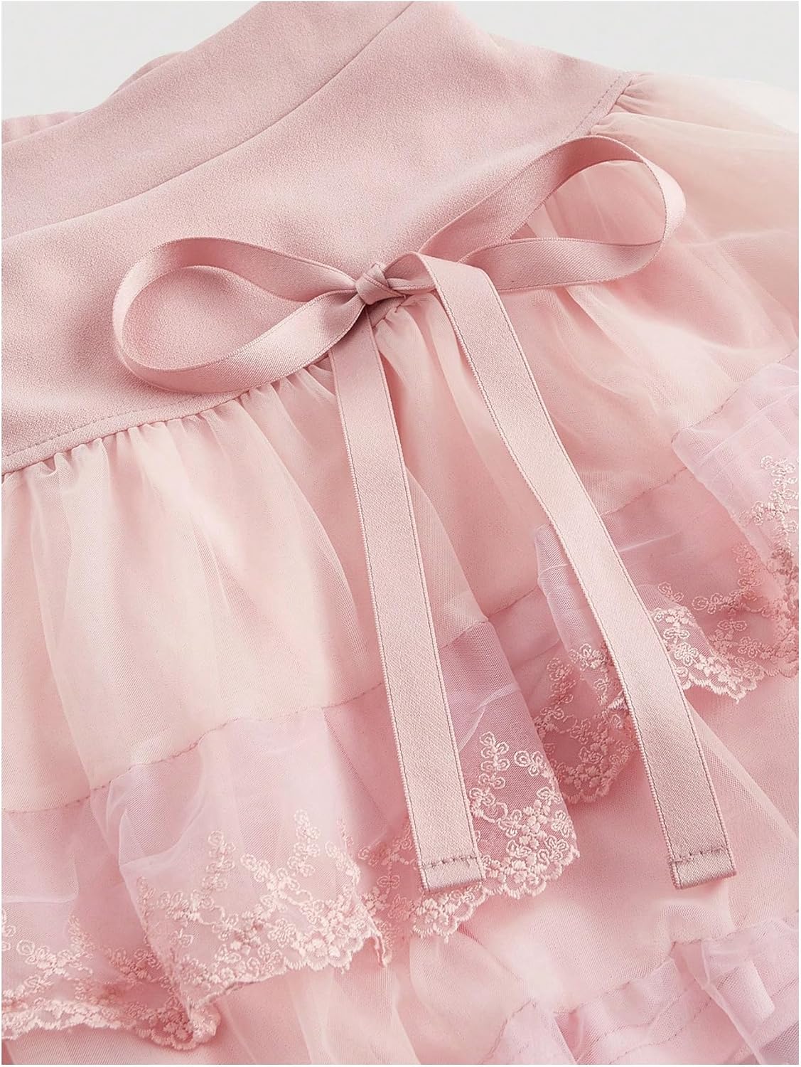 Floerns Women's High Waist Embroidery Mesh Layered Hem Bowknot Y2k Mini Skirt - Image 3