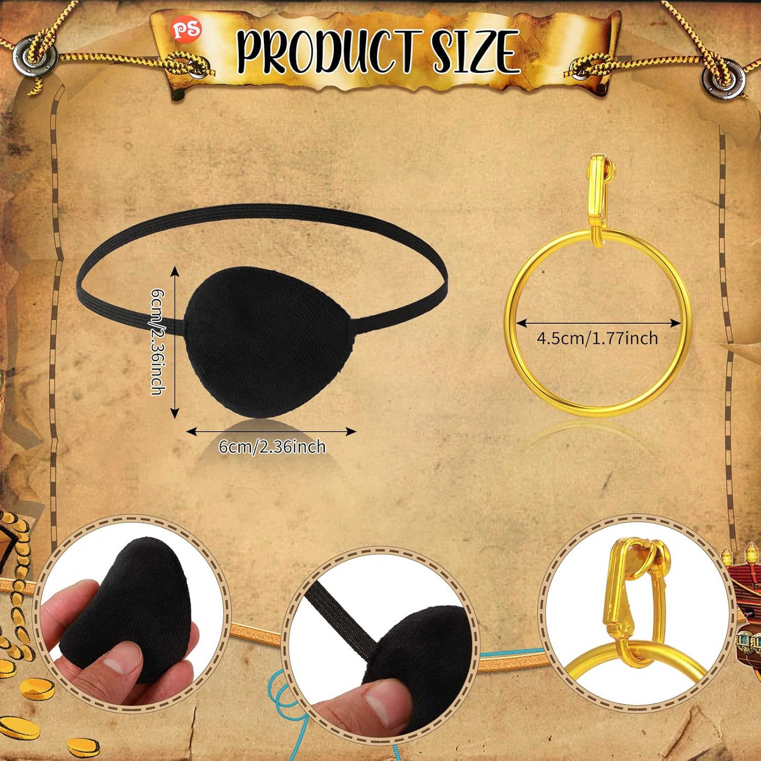 Boyiee 5 Pcs Men Pirate Costume Set for Women Adult Medieval Renaissance Shirt Bandana Sash Belt for Halloween Cosplay Party - Image 2