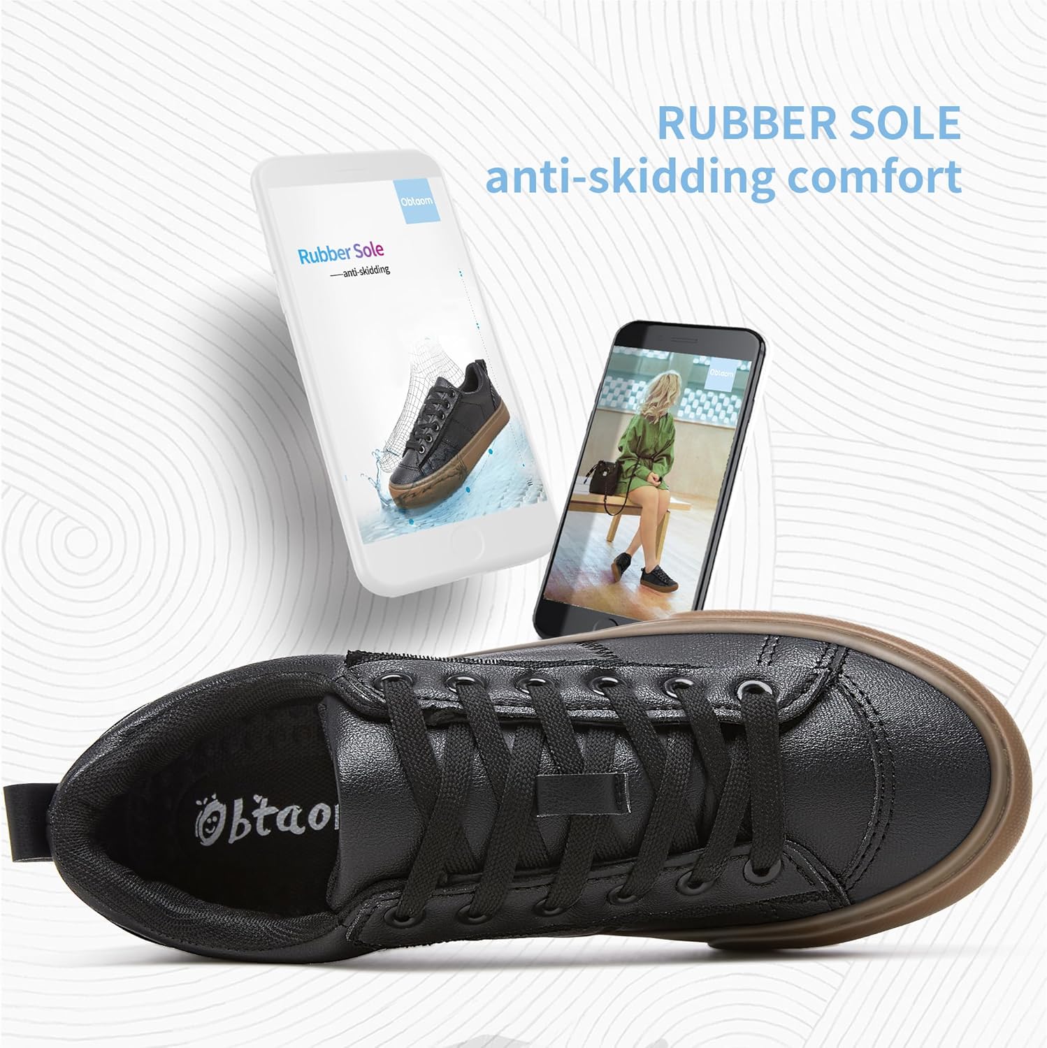 Obtaom Women Tennis Fashion Shoes Casual PU Leather Sneakers Comfortable Court Sneakers - Image 6