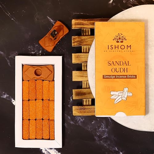 Miniatura 4 de Ishom Smudge - Ladrillos de incienso  45 ladrillos (paquete de 3)  3 fragancias diferentes  Palo Santo, salvia blanca, sandalia Oudh