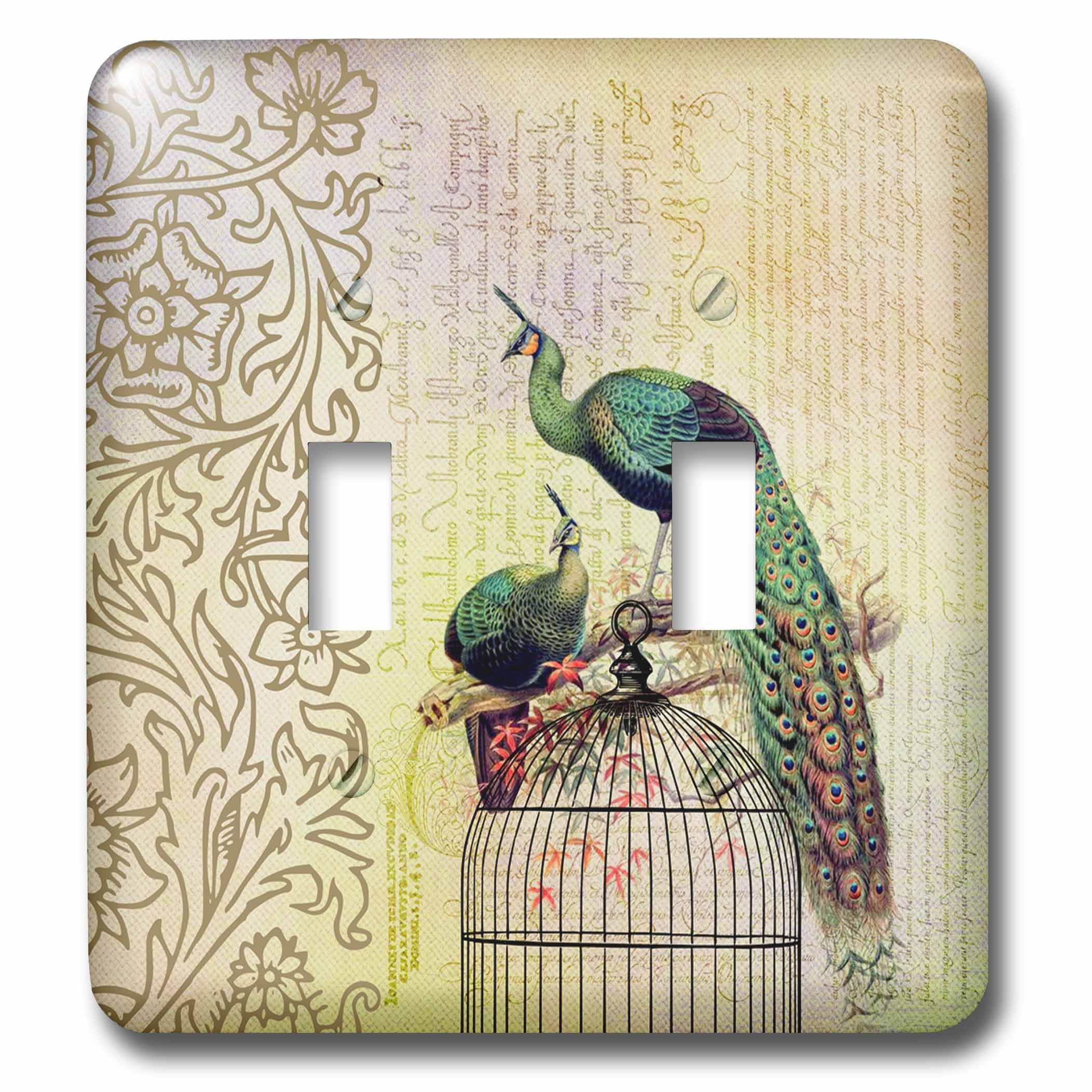 Interrupteur à bascule vintage pour système électrique intérieur motif oiseaux et paons