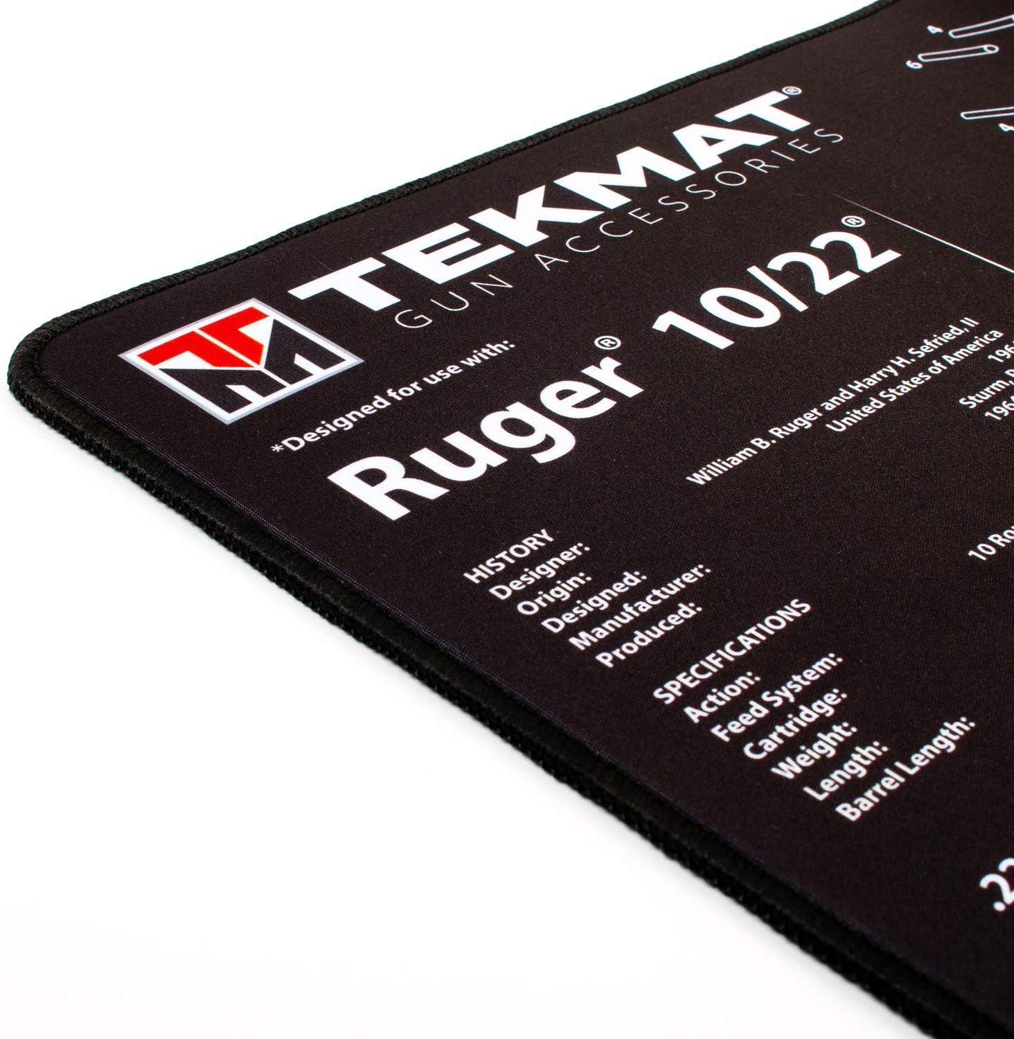 TekMat Ultra Cleaning Mat for use with Ruger 10/22 , Black, 15" x 44"