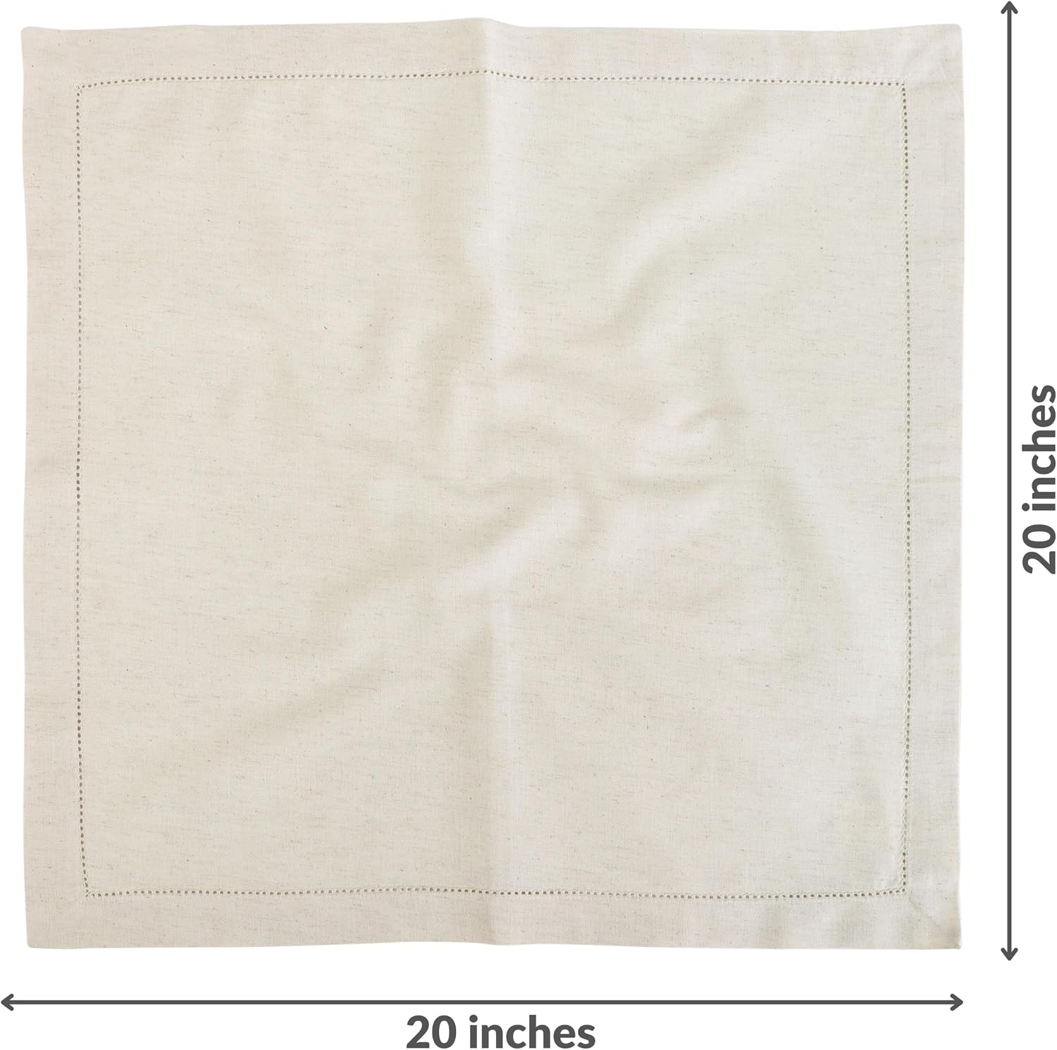 FINGERCRAFT Hemstitch Cloth Napkin Cotton, 20x20 Inch, 12 Pack, Ivory