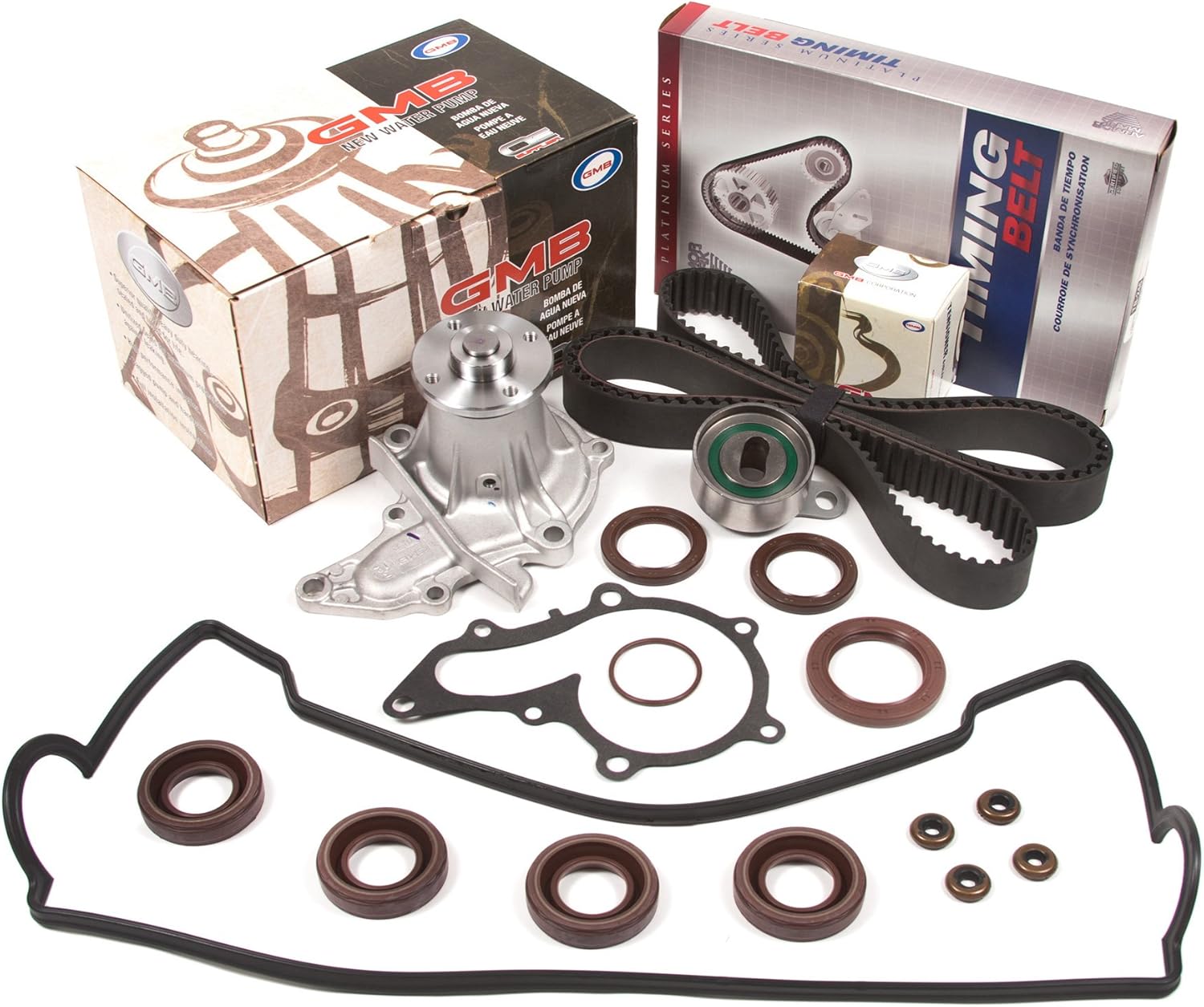 Evergreen TBK236CVC Compatible With 93-97 Geo Prizm Toyota Corolla 4AFE 1.6L Timing Belt Kit Valve Cover Gasket GMB Water Pump