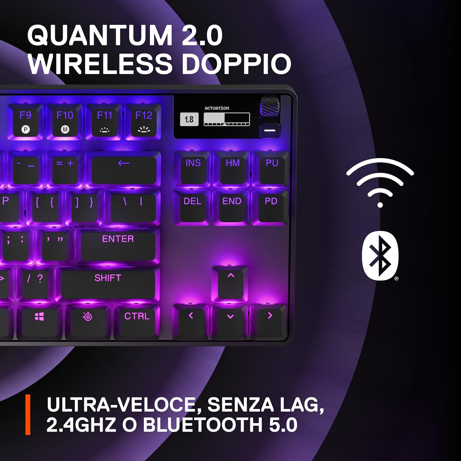 Apex Pro TKL Wireless HyperMagnetic Tastiera da gaming - La pi+¦ veloce al mondo - Attuazione regolabile - TKL - Copritasti in PBT - Bluetooth - 2,4GHz - USB-C- Layout Tedesco (QWERTZ) - Tastiera gaming - Immagine 5