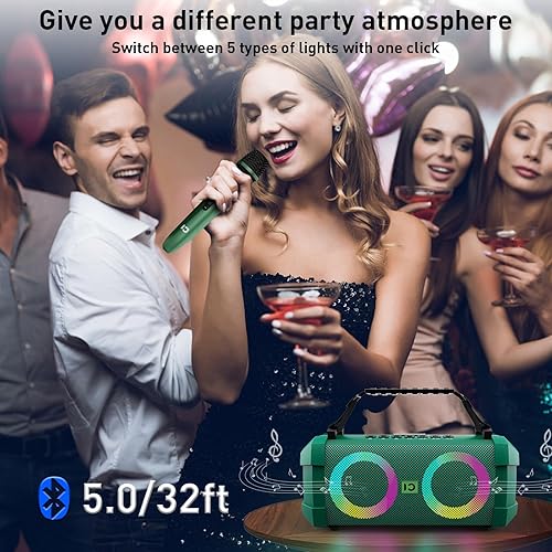 Miniatura 3 de SHIDU Altavoz Bluetooth portátil de 60 W con micrófono inalámbrico para fiesta y conjunto de altavoces para exteriores, Bluetooth Boombox con 5