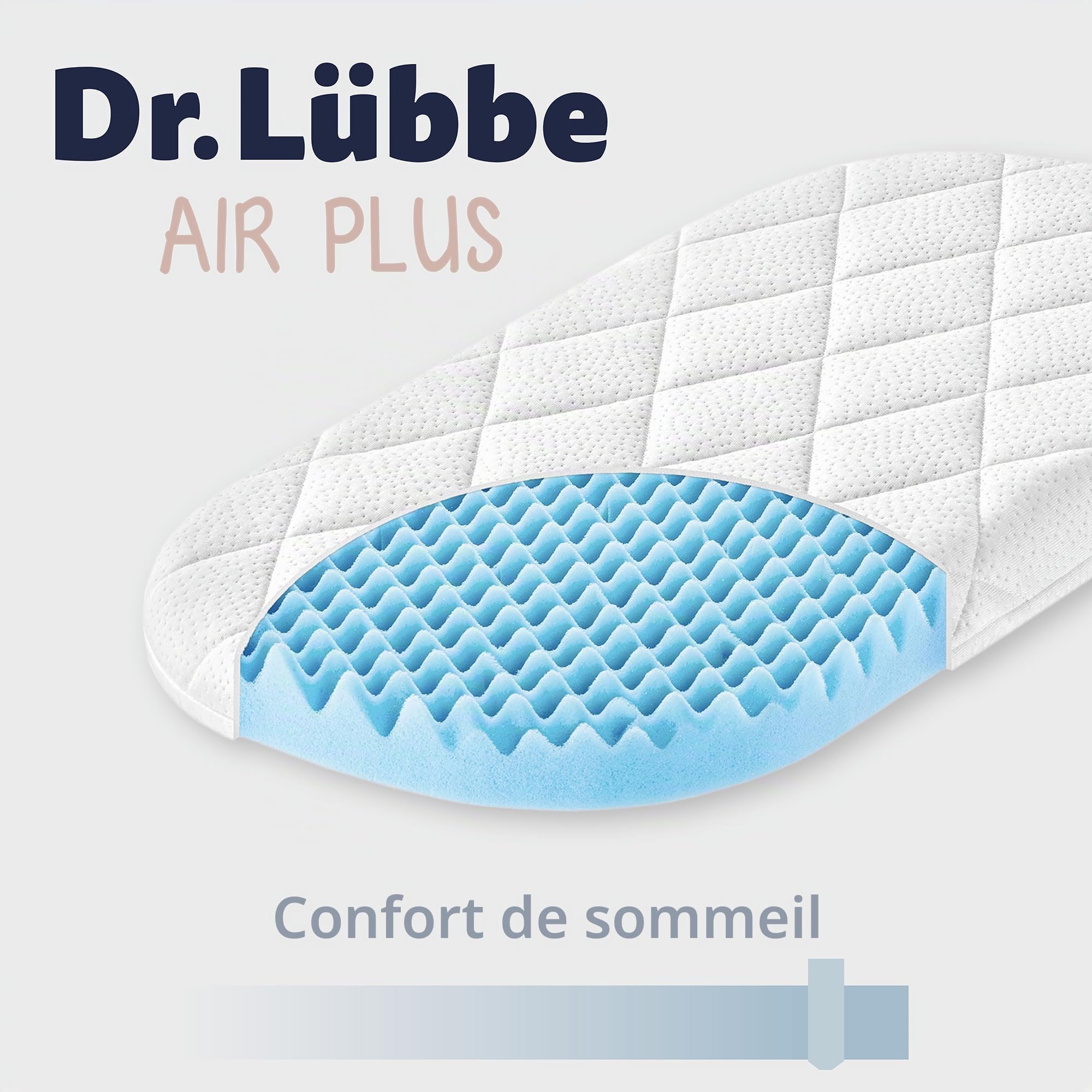 Julius Zöllner Matelas de Berceau Arrondi - Dr. Lübbe Air Plus - 82x47x5 cm