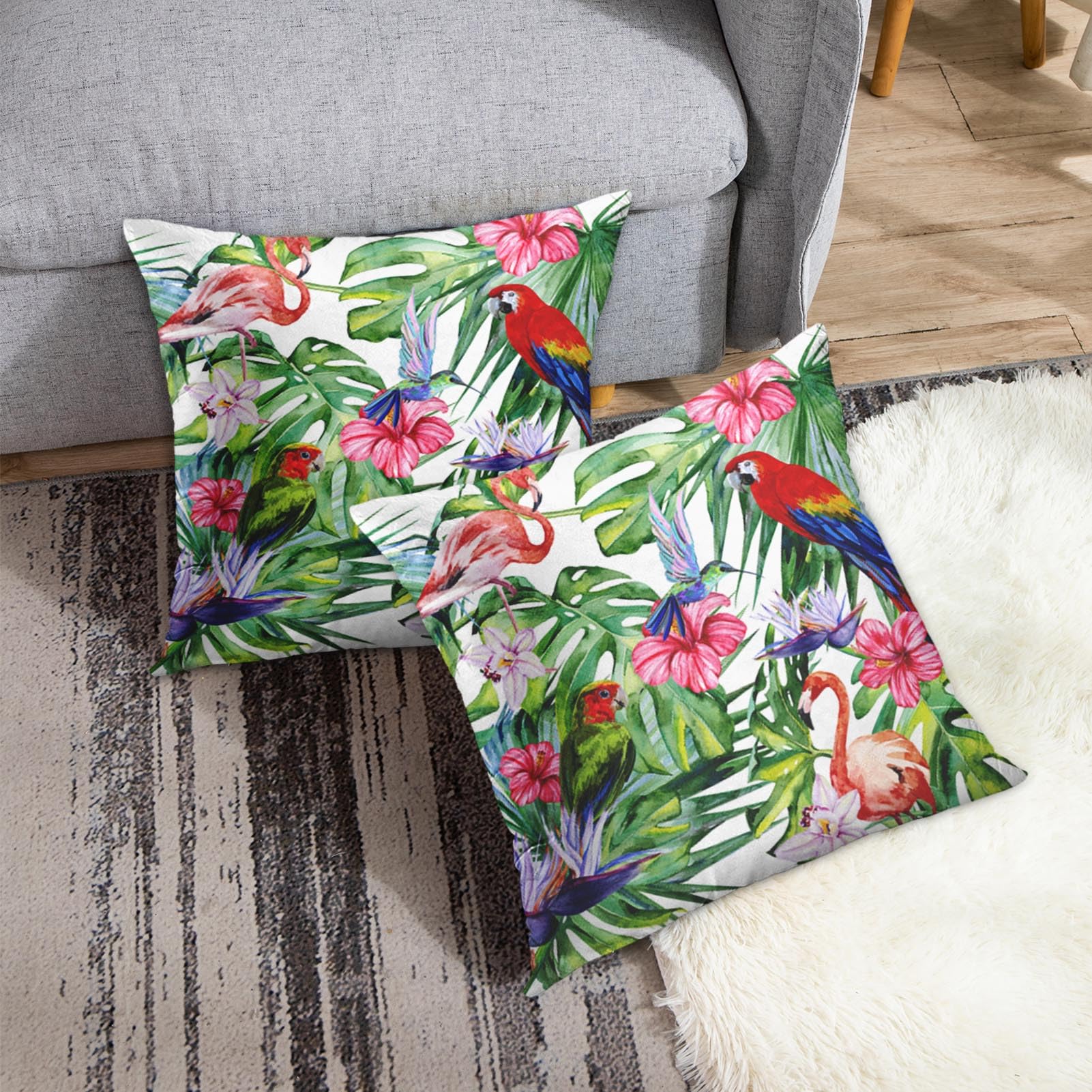 7COLORROOM 2-Pack Tropical Flower Throw Pillow Covers - 12x20 Inch Rectangular Cushion Covers