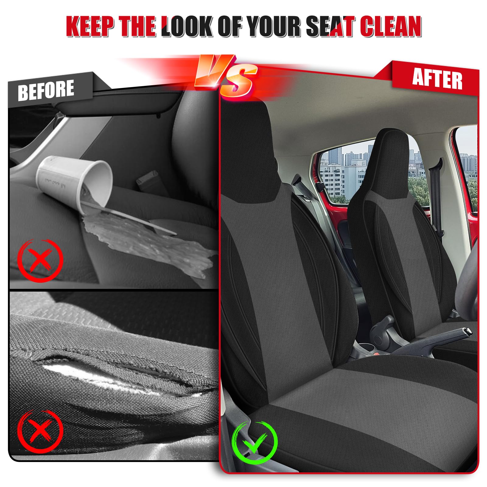 Sitzbezüge Auto für 2011-2023 VW UP | Autositzbezüge Auto-Sitzschoner Schonbezüge Sitzauflagen Sitzbezug Vordersitze