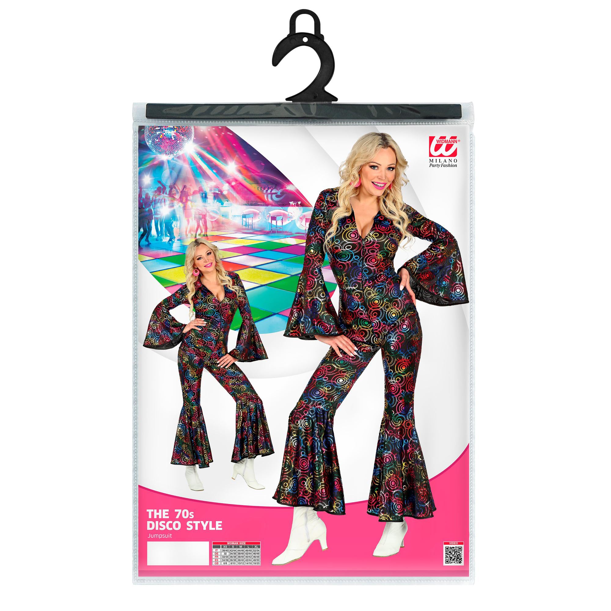 W WIDMANN MILANO Party Fashion - Kostium w stylu disco 70s, kombinezon, tańcząca królowa, fantazyjny strój, karnawał