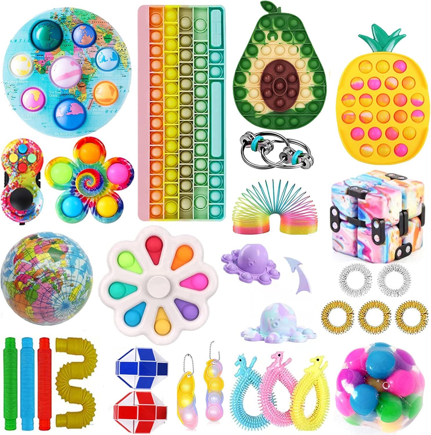 Fidgets,Fidget Toys,Fidget Pack,Figetget Toys Pack,Simple Dimple Pack,Pop Sensory Toys,Figit