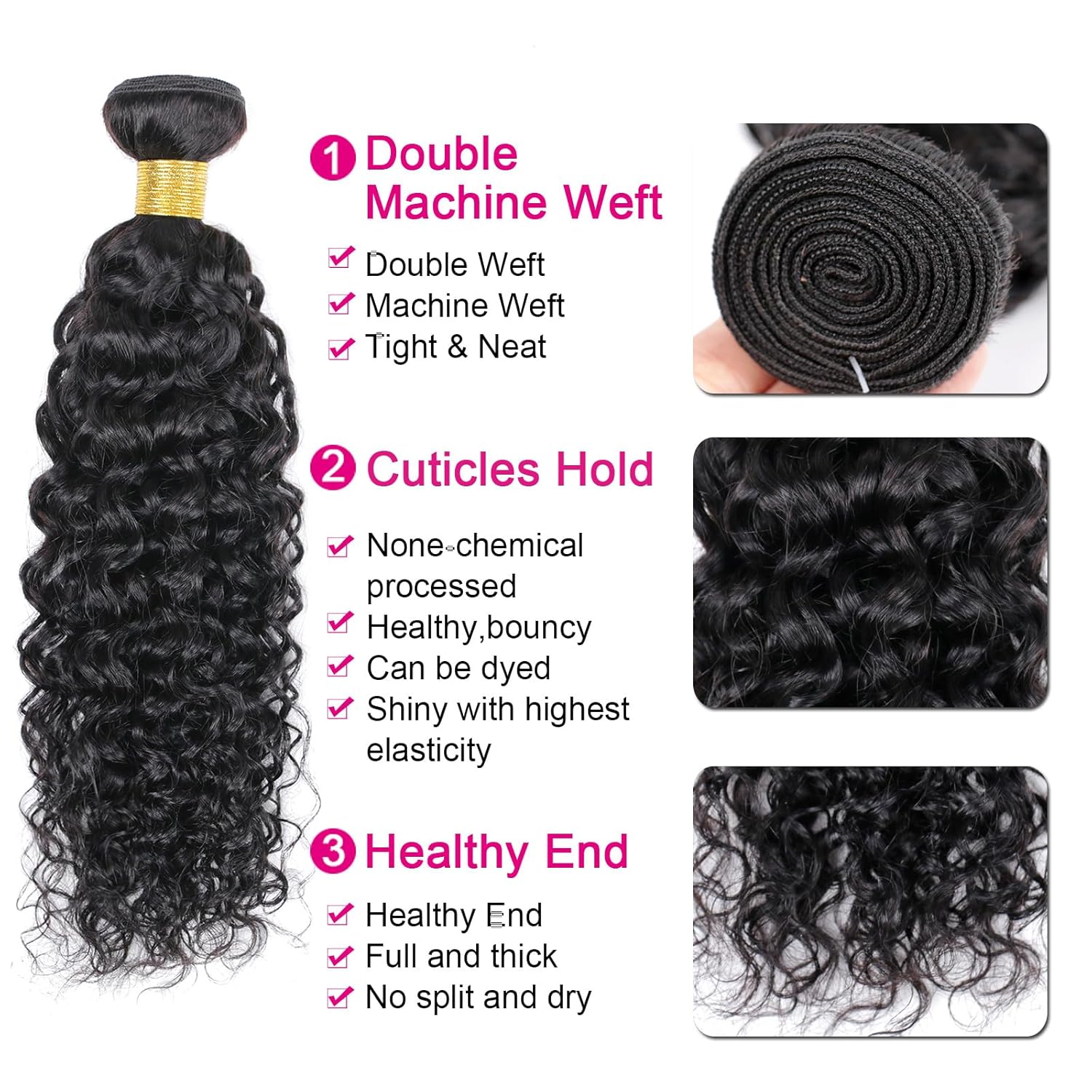 Water Wave Human Hair Bundles 14 Inch Wet and Wavy Bundle Human Hair 100% Unprocessed Brazilian Virgin Hair Extension 1 Bundles Natural Color