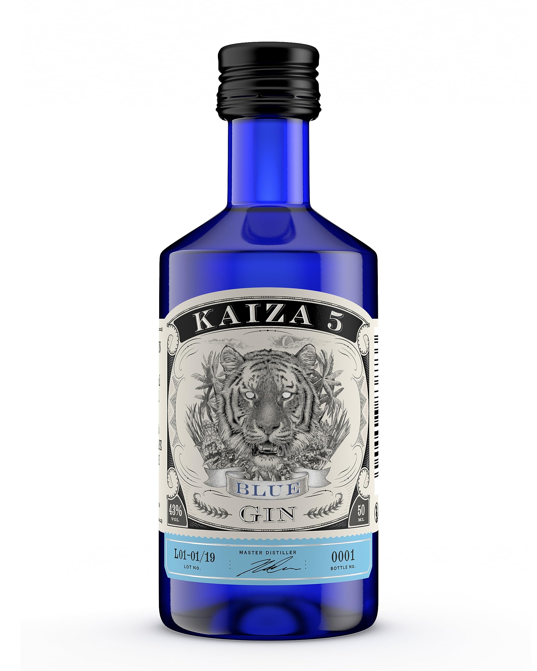KAIZA 5 BLUE GIN – 0,05 l - 43% | Gin aus Südafrika/Kapstadt | Blumig, beerig, frisch | Holunder, Blaubeere und Drachenfrucht | Blumig, beerig, frisch