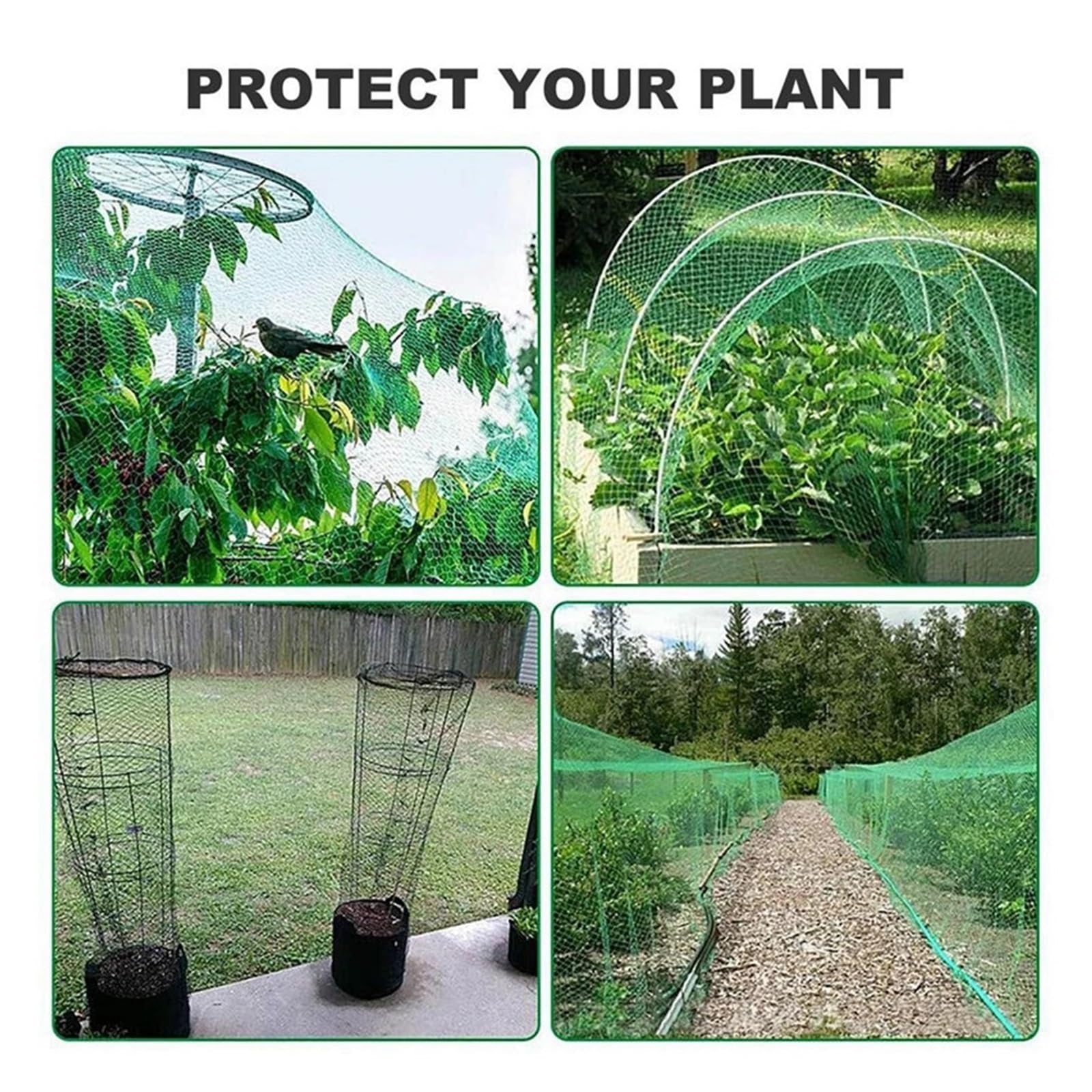 Red de nailon para proteger el jardín, malla reutilizable antipájaros para árboles frutales, red de barrera duradera de 4 x 10 m, control eficaz de aves para plantas y huertos