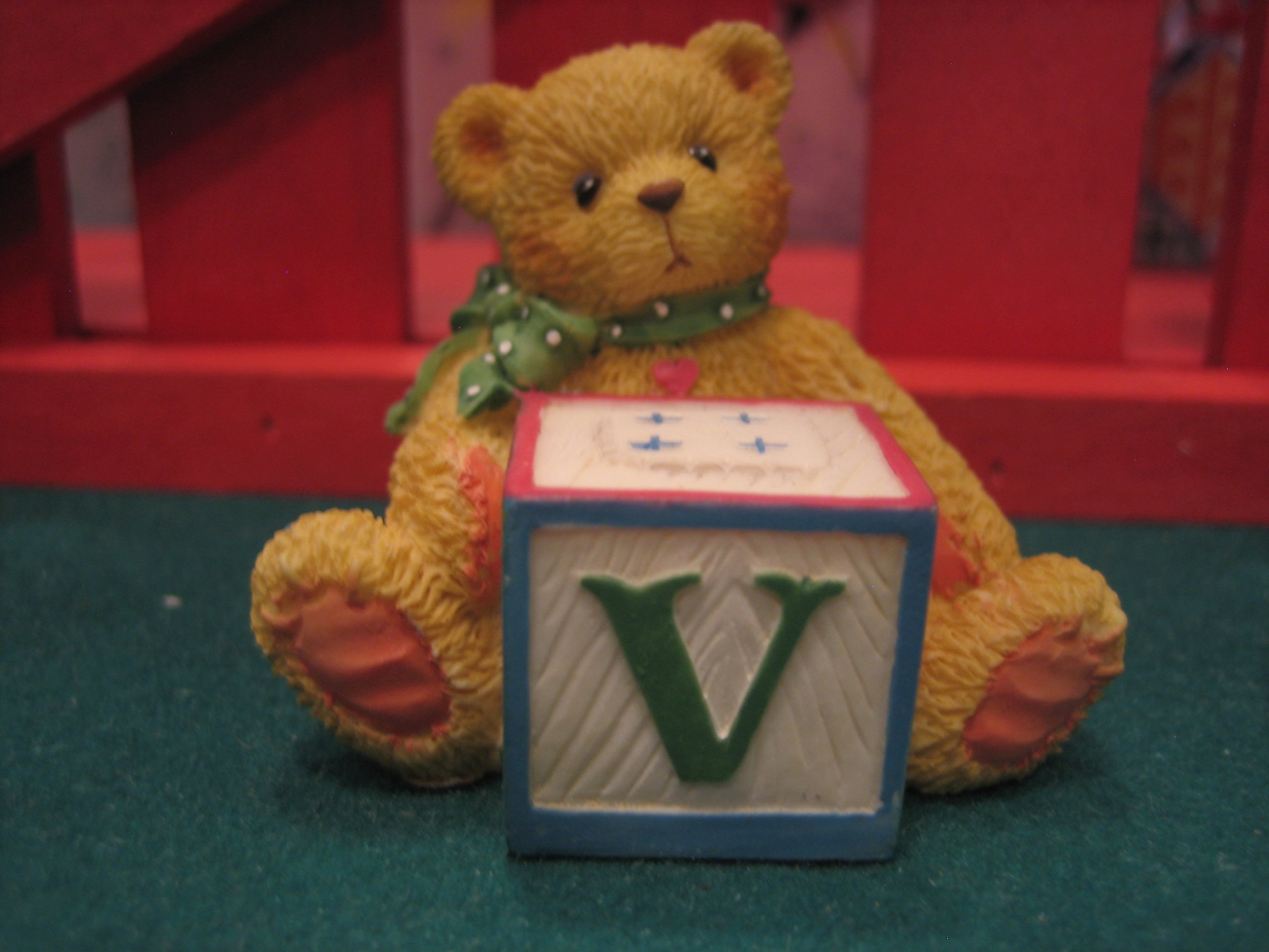 Cherished Teddies Bear with ABC Block Letter V