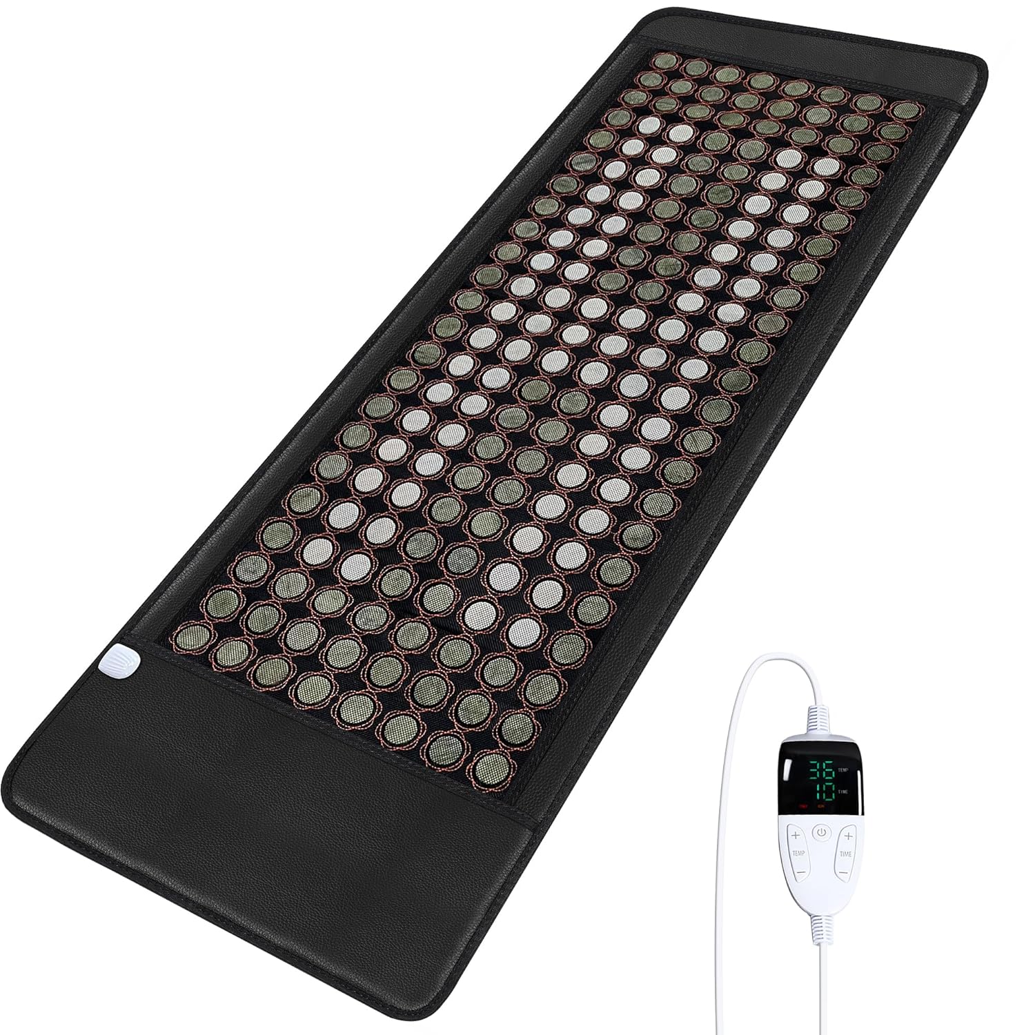 Almofada de Aquecimento Infravermelho para Costas com 290 Pedras de Jade Natural, Controlador Inteligente, Desligamento Automático e Tamanho Confortável de 180 x 64 cm