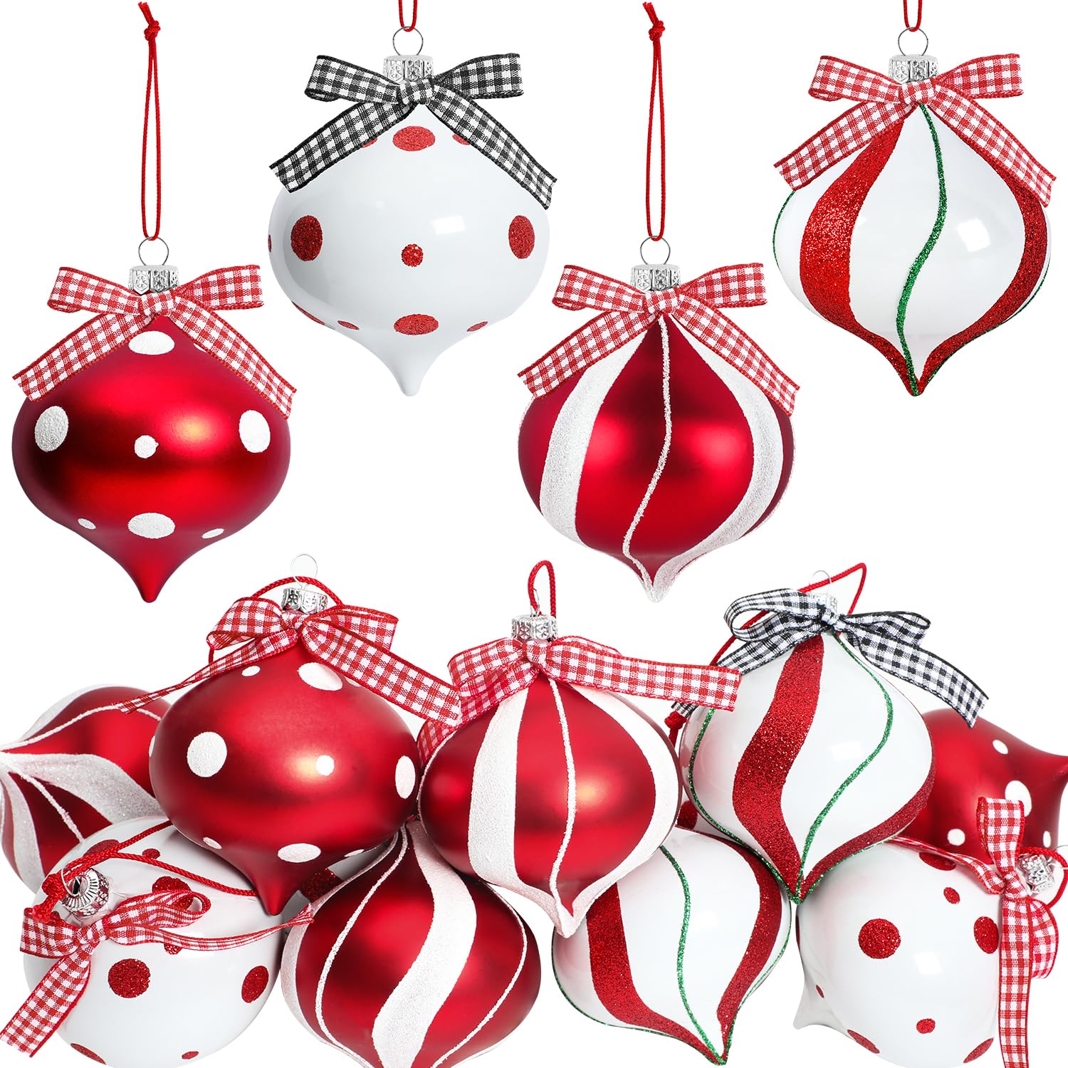 Erweicet 12 Pcs Peppermint Candy Ornaments 3.5 x 2.7 Inch Christmas Tree Decor