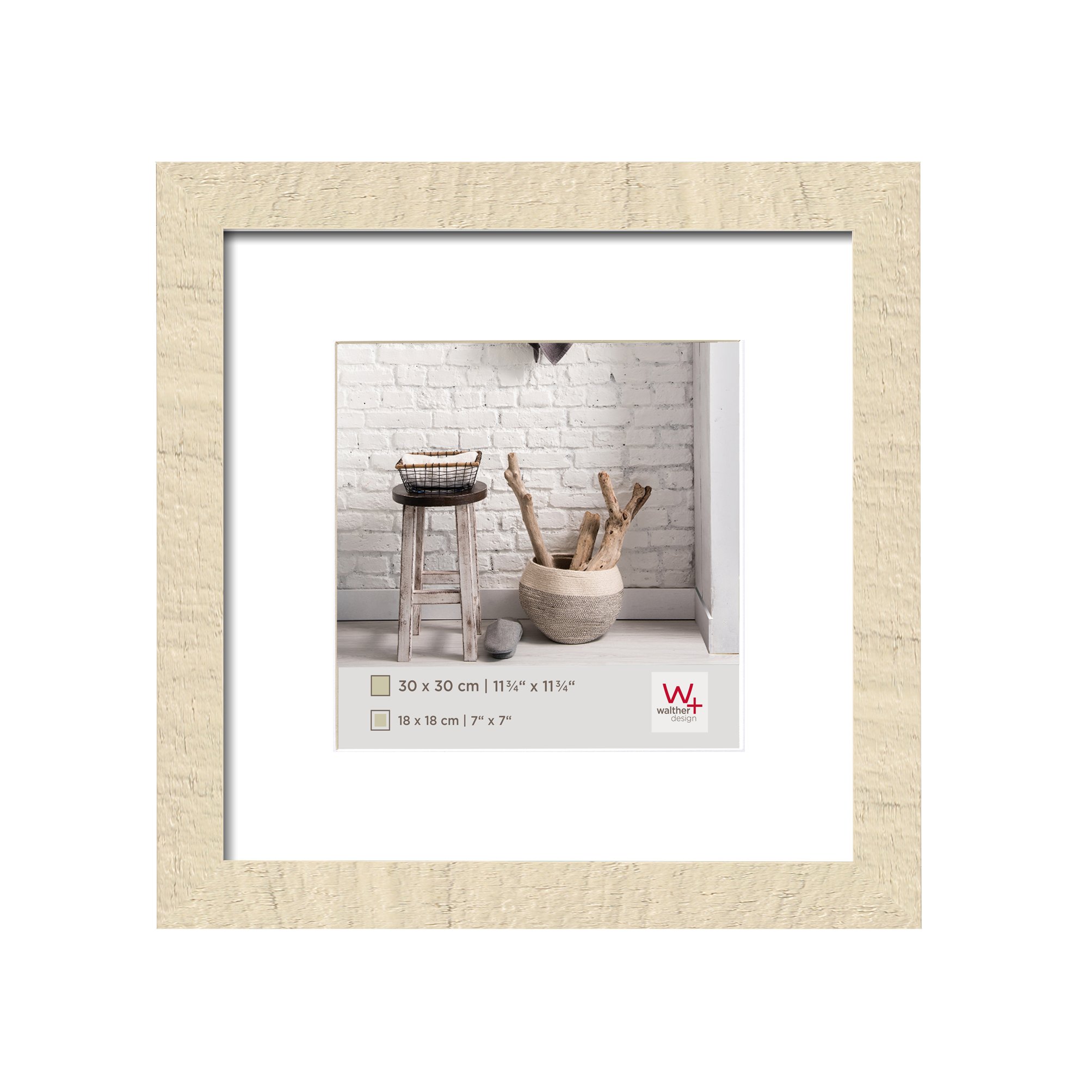walther design Bilderrahmen cremeweiss 30 x 30 cm Home Holzrahmen HO330W