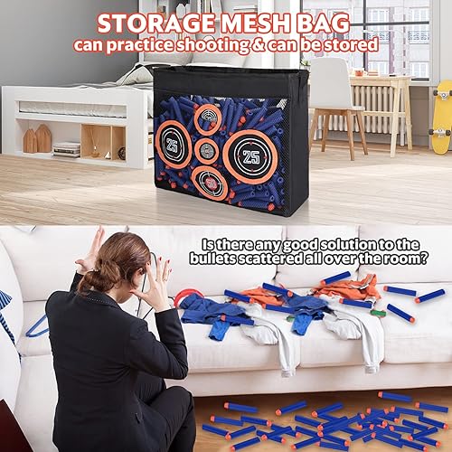 Miniatura 5 de 1000 dardos de repuesto para Nerf N-Strike Elite Series Bullets compatibles con Nerf Party con bolsa de malla portátil para práctica de tiro