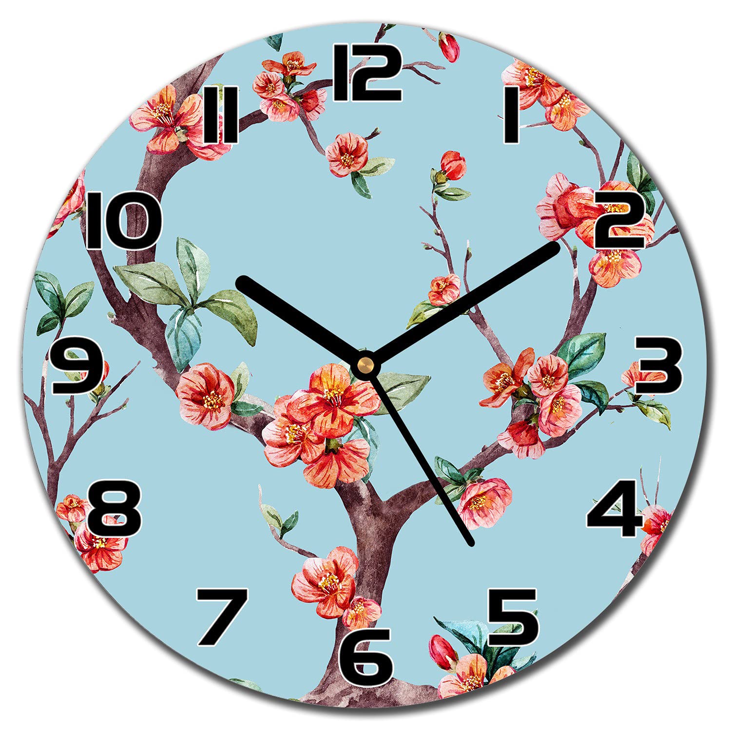 Horloge en verre design Sakura pour sublimer un salon moderne ou une cuisine épurée