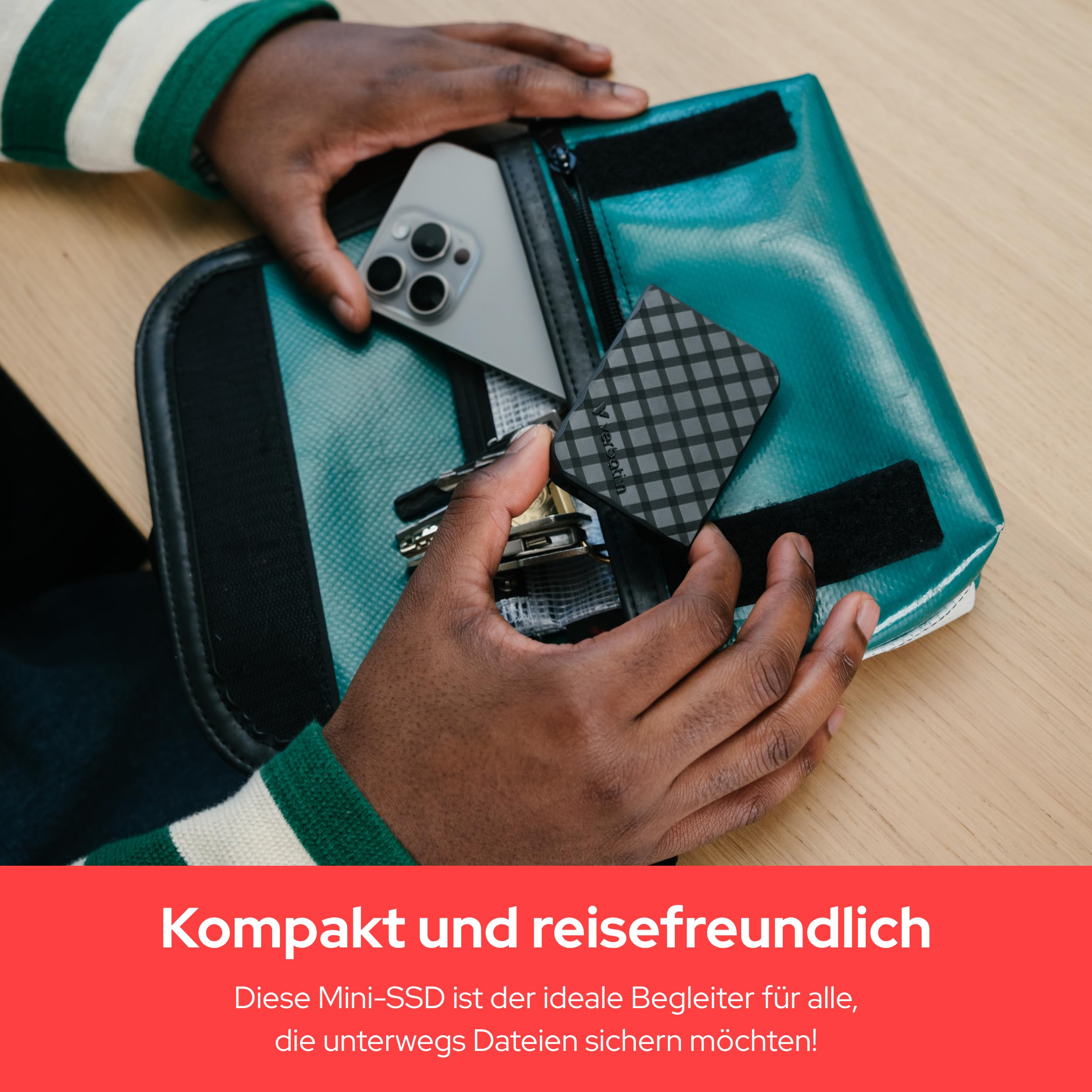 Verbatim Store 'n' Go Mini Diamond Portable SSD 512 GB, USB 3.2 Gen 2 mit USB-C-Adapter 1000MB/s, Kompakt 35 g, Hochgeschwindigkeits Datenübertragung, Nero Backup-Software, Für PC & Mac, Schwarz