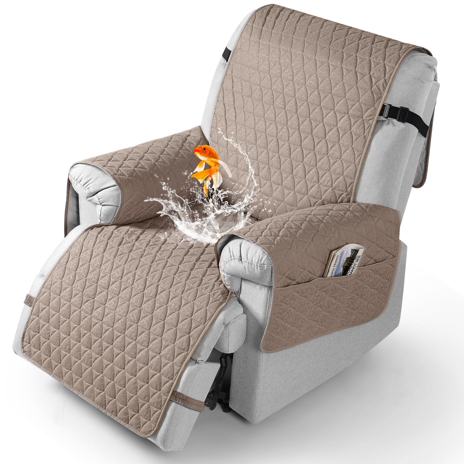TAOCOCO 100% Waterproof Recliner Cover - Recliner Cover with Non-Slip Granule, Recliner Chair Covers with Elastic Band, Recliner Chair Covers for Reclining Chair(Taupe, Small-22'')-image-34