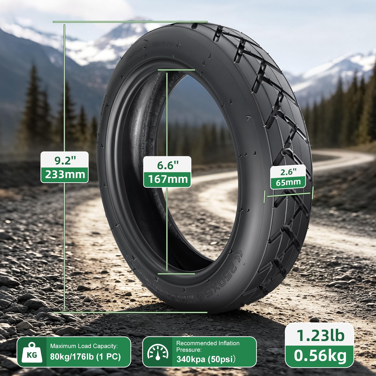 Pneumatici Tubeless 250 x 54 per Scooter Elettrico Xiaomi Mi4 Pro/Lite, 10 x 2,125 per Ninebot F20 F25 F30 F40 - 10 Pollici (Tubeless*2)