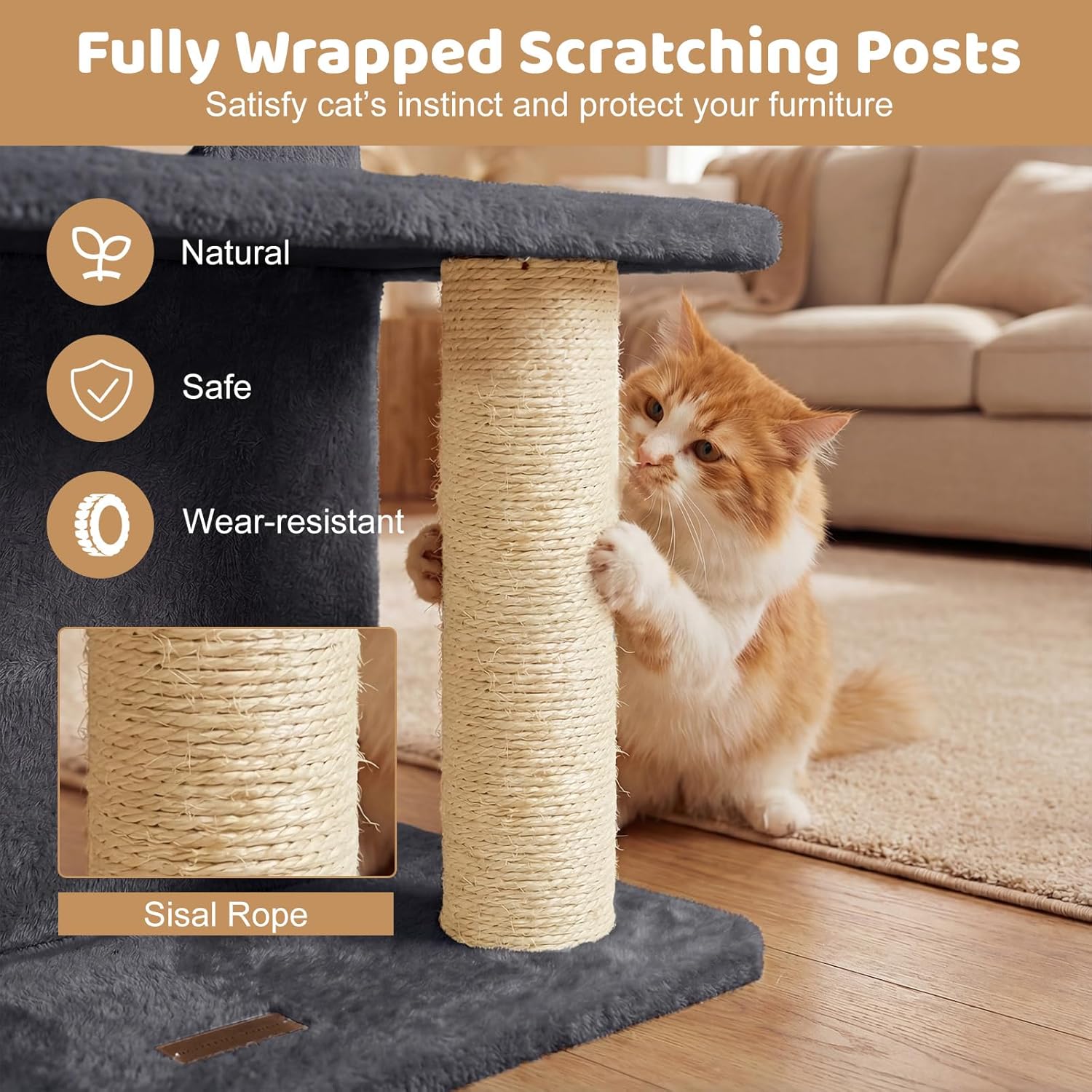 DORTALA Cat Tree for Indoor Cats, 33.5" Cat Tower with 2-Storey Condo, Top Perch, Sisal Scratching Posts, Dangling Ball, Platform, Multi-Level Pet Climbing Furniture Activity Center (Dark Grey)