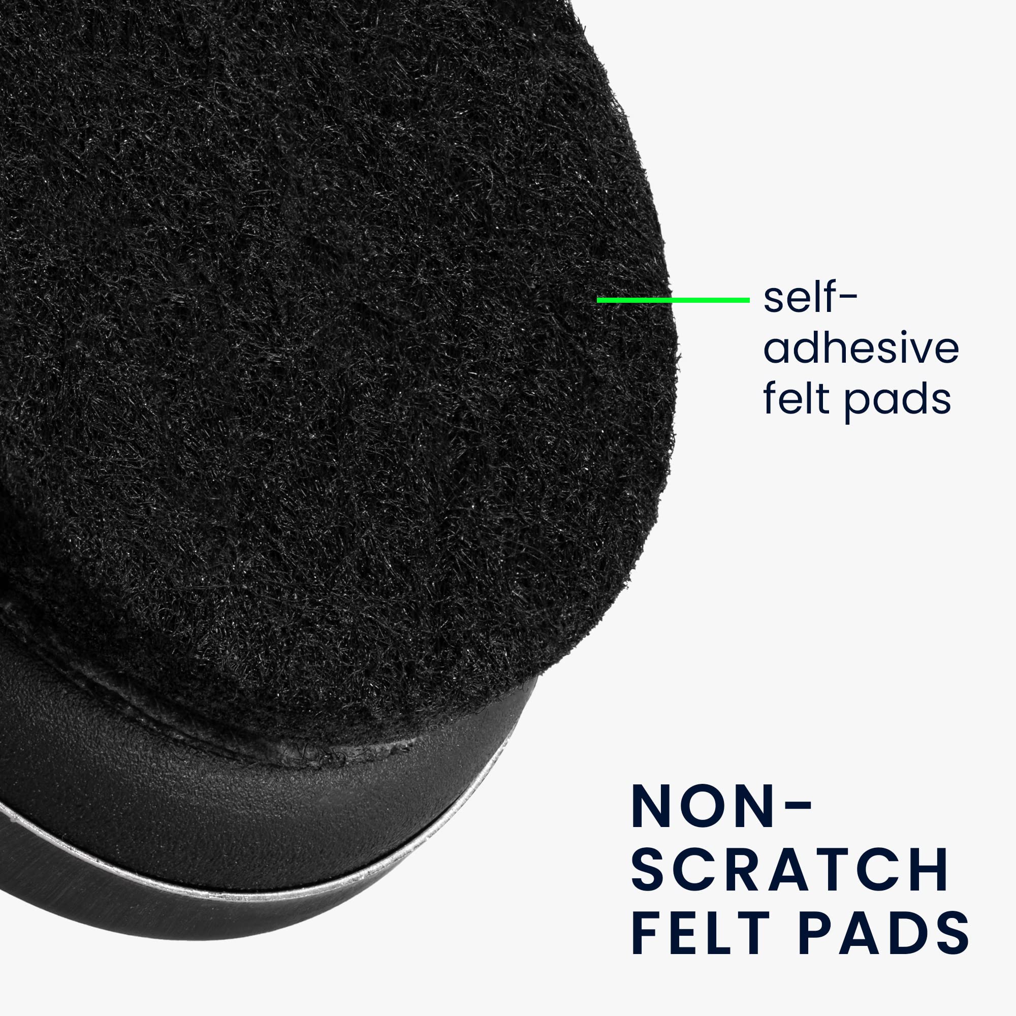 Piedini Fissi Per Sedia Ufficio - 5 Pezzi, Ø50mm, Perno 11x22mm, Feltro Antigraffio, Nero - Foto 3