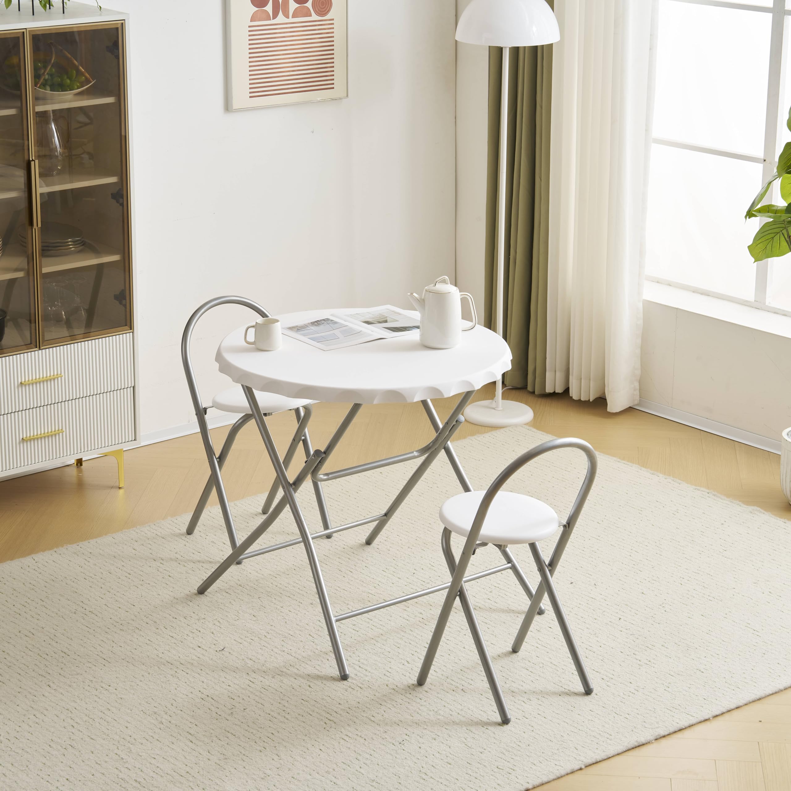 ダイニングセット 2人用 3点セット 折りたたみ 丸 テーブル 直径80.5cm Amazon｜ダイニングセット 2人用 3点セット 折りたたみ 丸 テーブル