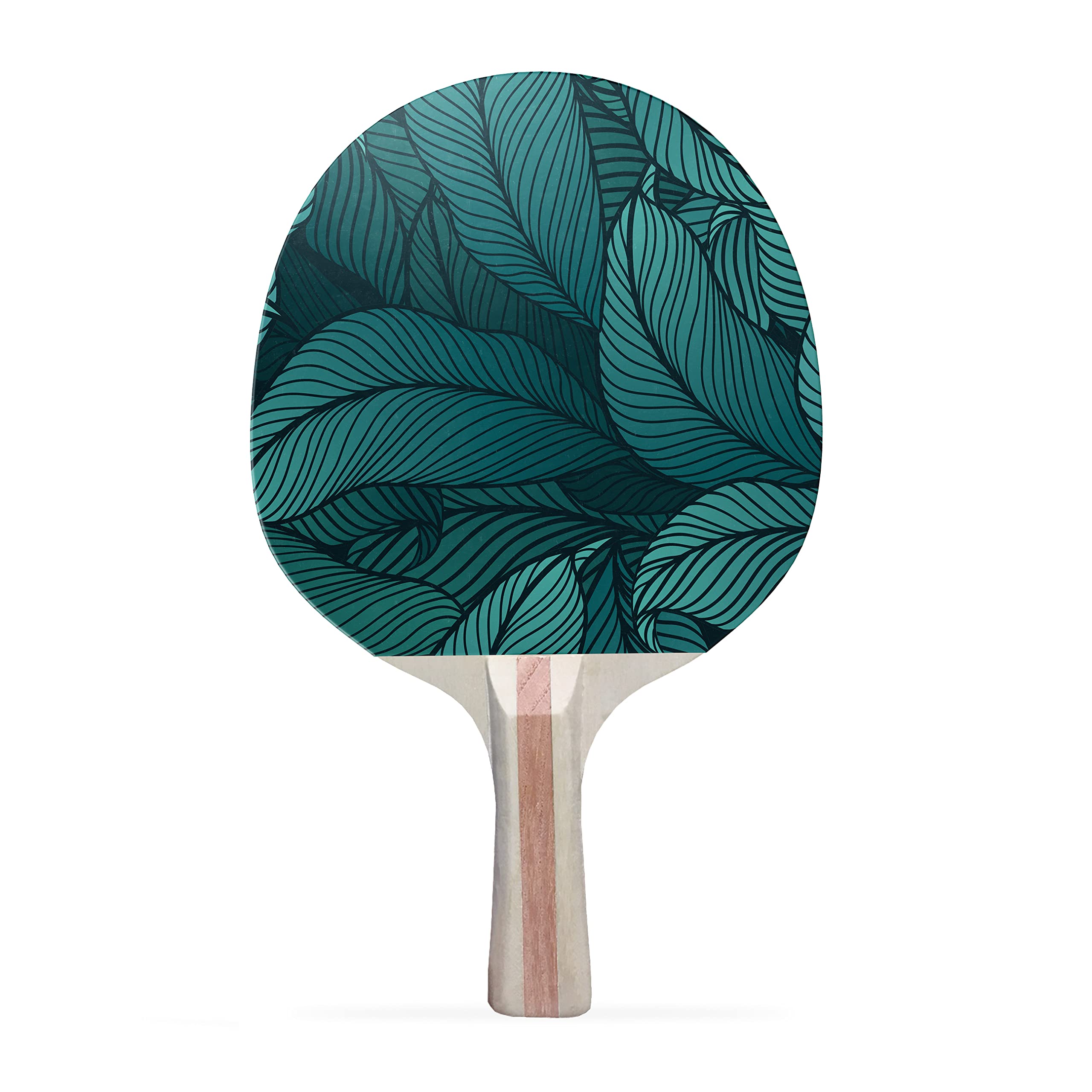 TigerTail Sports Tropical Leaves Colorful Design Ping Pong Paddle, Premium 5 Ply Table Tennis Racket (Black on Back)