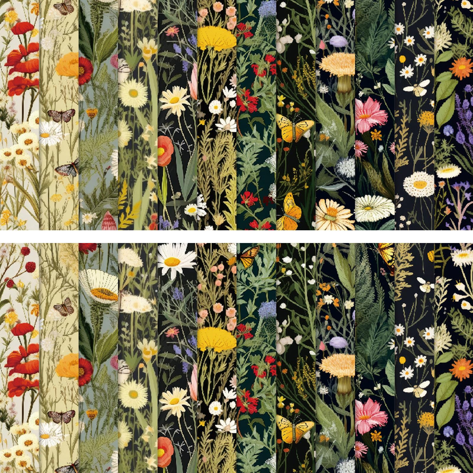 BRTNUP 24 Sheets Scrapbook Paper, 6" x 6" Decoupage Paper Sheets Scrapbook Background Papers Pad Scrapbooking Papers Pads Floral Pattern Papers for Crafting Decoupage DIY (Multicolor K)