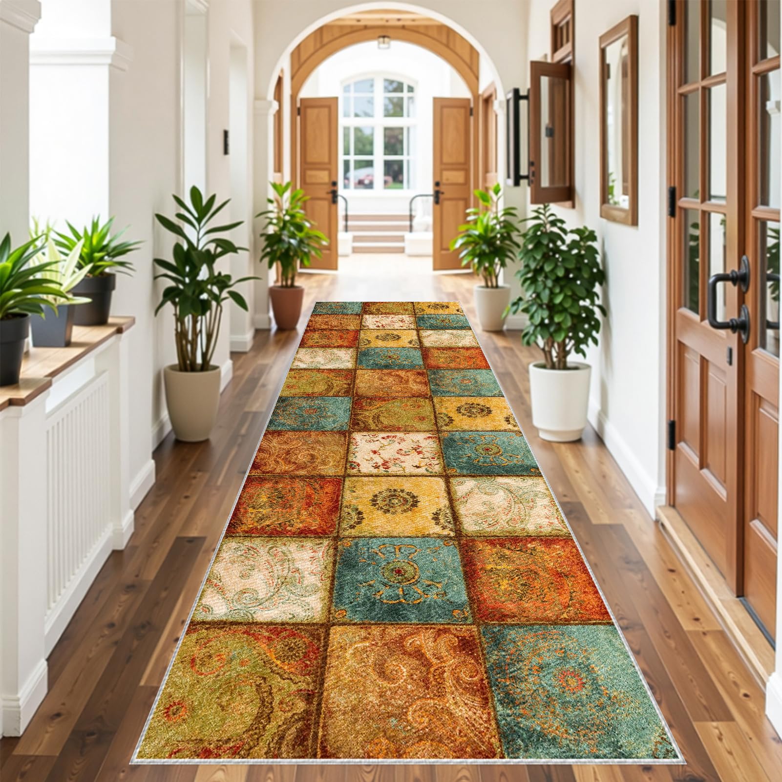 Runner Rugs For Hallway, Kitchen Runners Non Slip Washable Carpet Runners Long Absorbent Hall Runners For Hallway Entryway Corridor Bedroom Door Mat Floor Carpet for Entrance Narrow Rug 80 x 400 cm