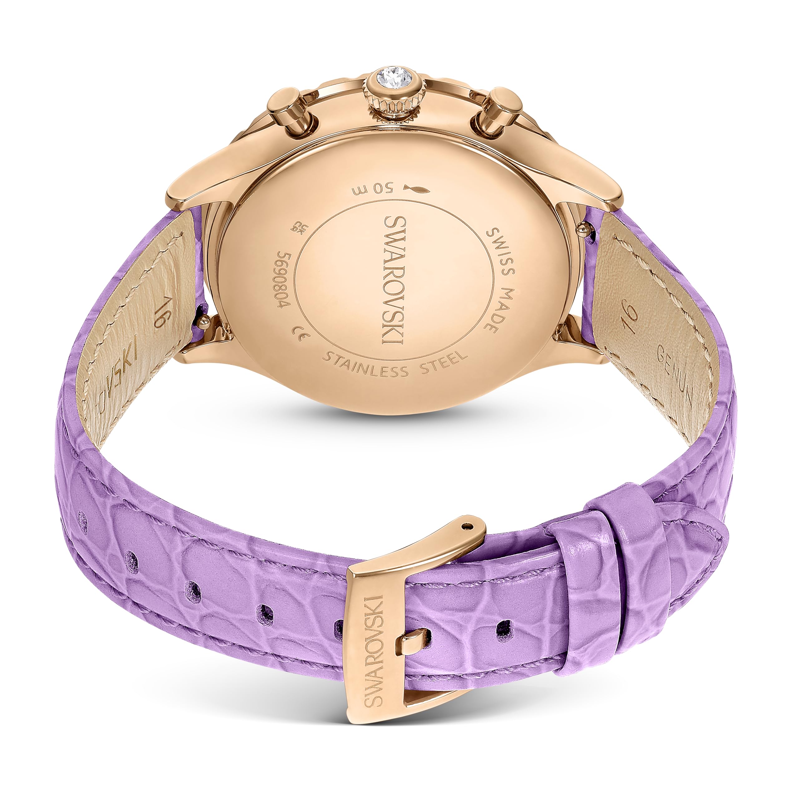 Swarovski Octea Chrono Kollektion Uhr, Swiss Made Chronograph mit Roségold-Finish und Lederarmband
