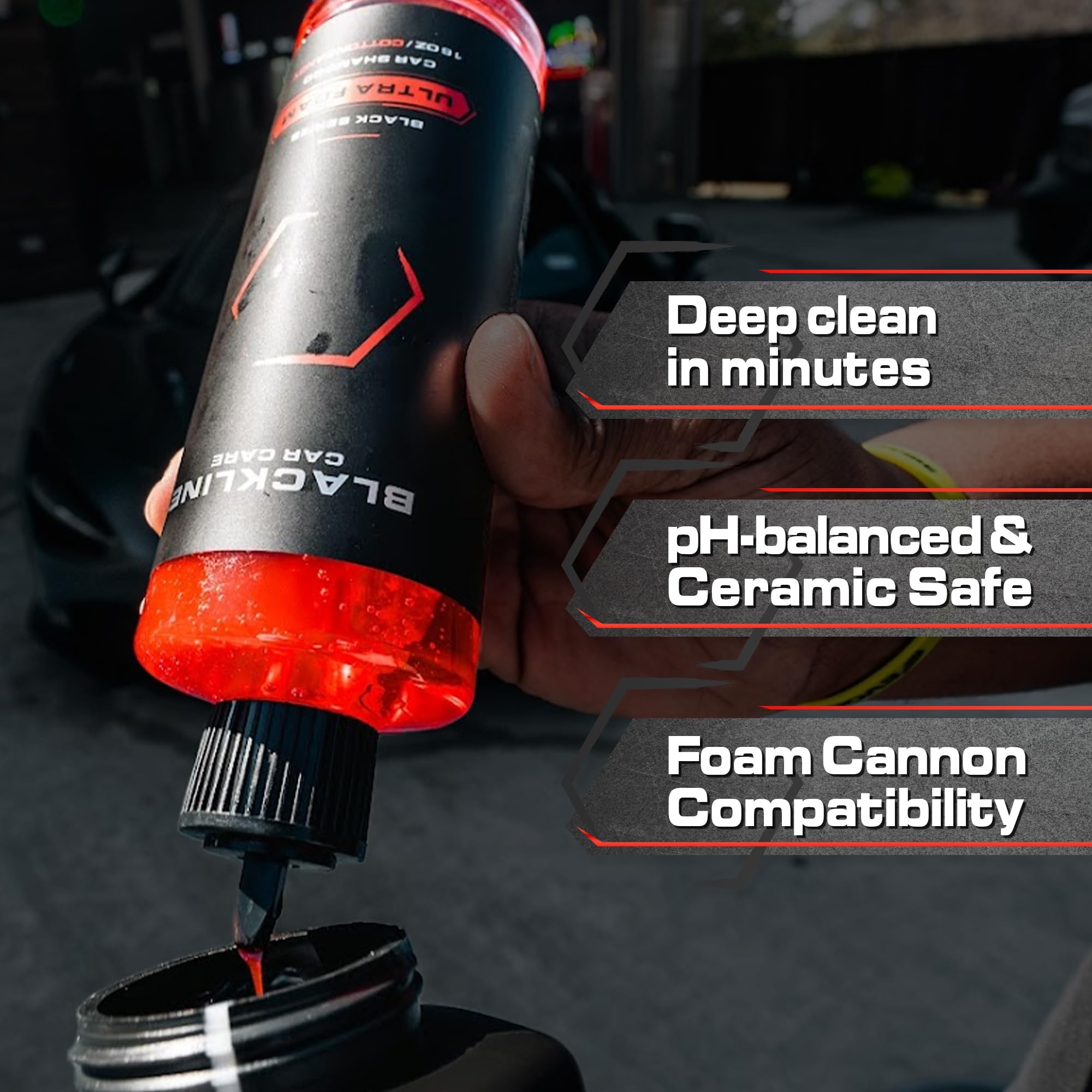 Blackline Automotive Extreme Foaming Car Shampoo - Extreme Ultra Foam Perfect for Ceramic Coatings - Compatible with Foam Cannon for Pressure Washer (16o Fl Oz, Cotton Candy)