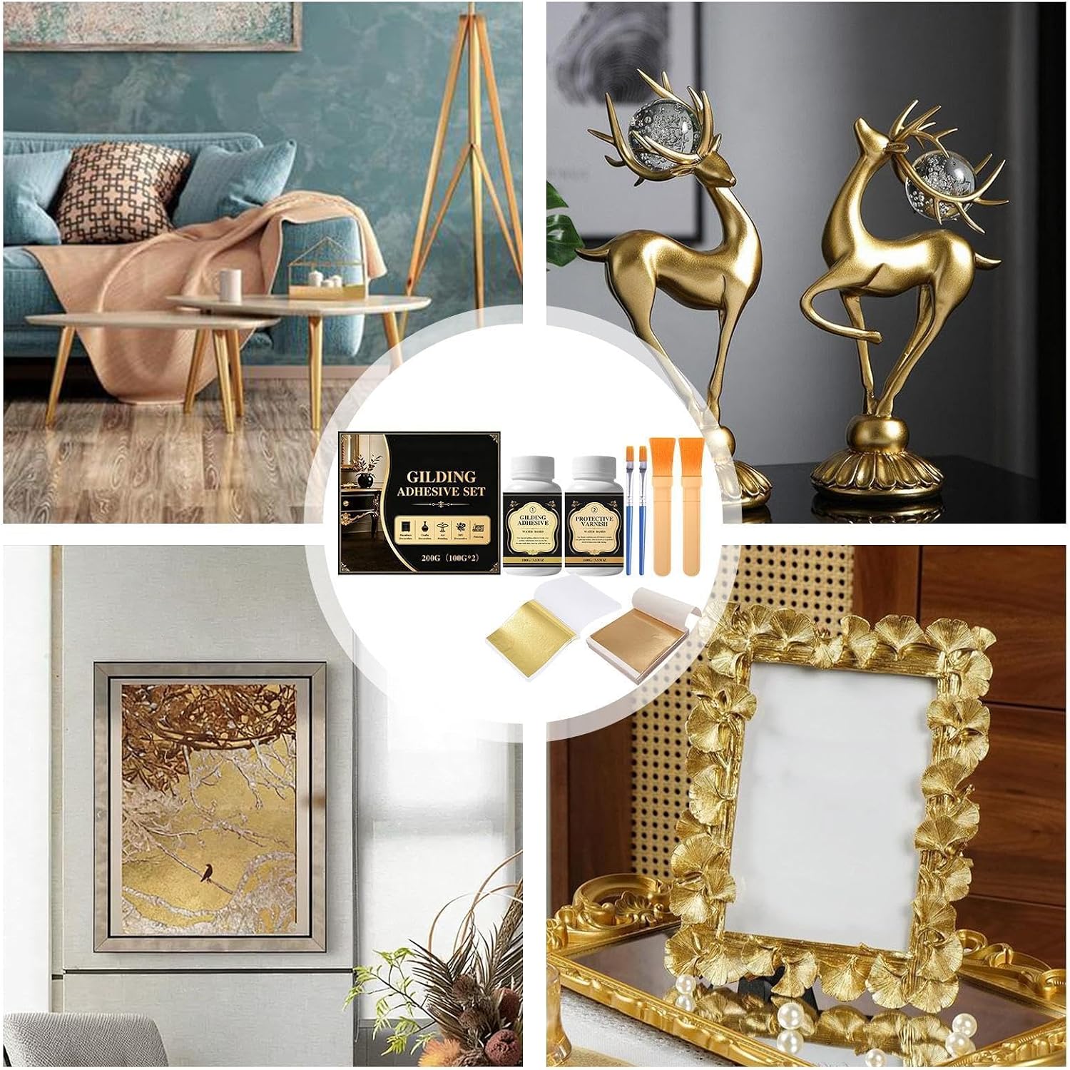 Gilding Adhesive, Water-Based Long-Lasting Glue, DIY Gold Leaf Crafts Adhes
