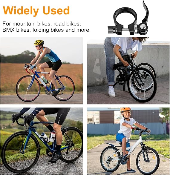 Bike Seat Clamp 34.9mm Quick Release Bicycle Tube Post Clamp