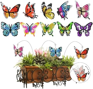 LINGFANG 10 Pcs Diamond Art Swaying in The Wind, Diamond Art Kits for Adults, High Flexibility Iron Garden Stakes Decor, Diamond Art Painting Crafts for Beginners, Woman Gift (Butterfly)
