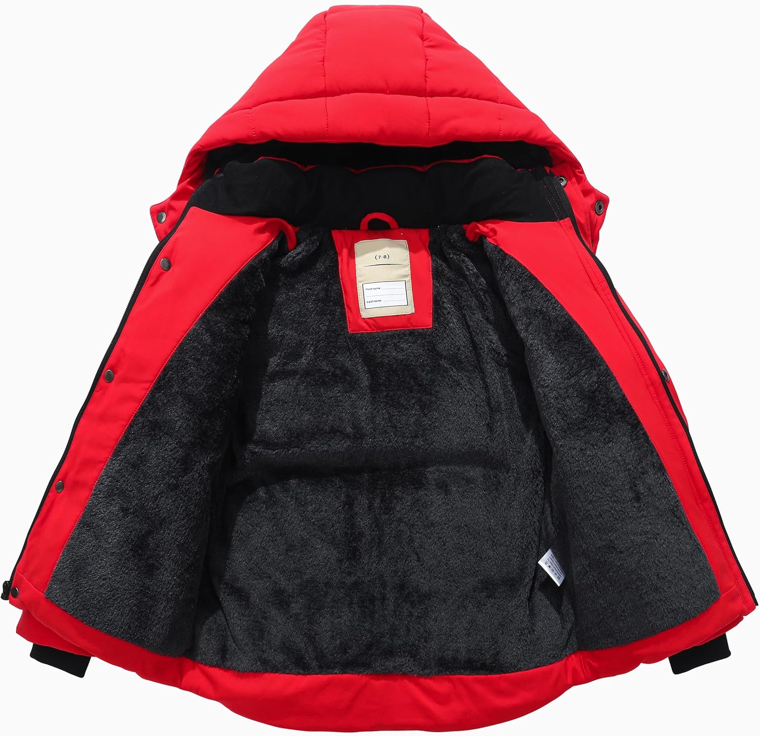 Kids Boy's Winter Waterproof Puffy Cotton Jacket Fleece Lined Lightweight Down Coat Thick Hooded Outdoor Coat - Image 3