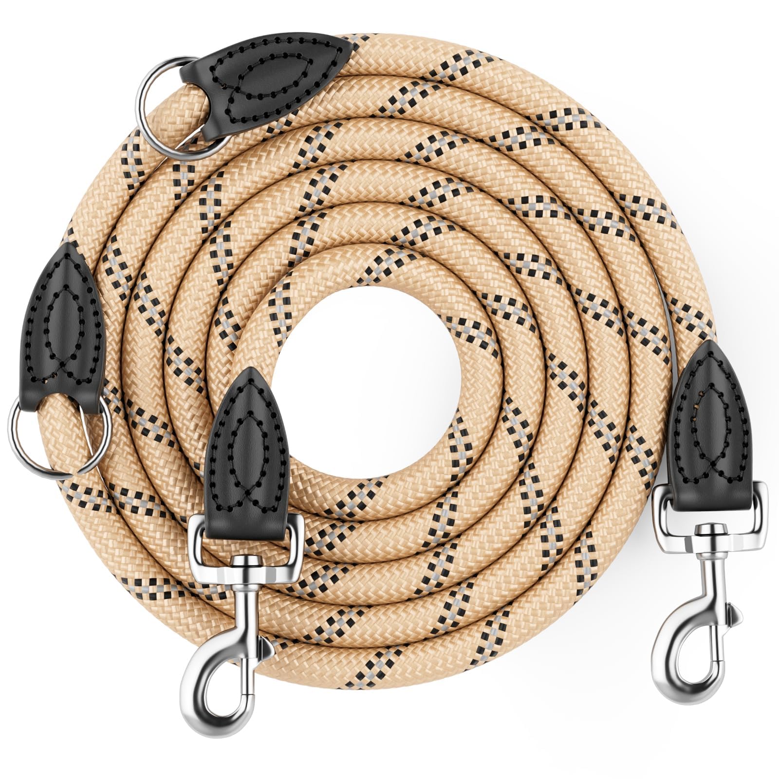 Aystkniet Hundeleine 2m, Verstellbar Leine Hund für Mittlere & Große Hunde | 2-fach Verstellbar; 12MM Robuste Freihandleine & Umhängeleine; 250KG Zugkraft Reflektierend Nylon Doppelleine mit 2 Karabiner