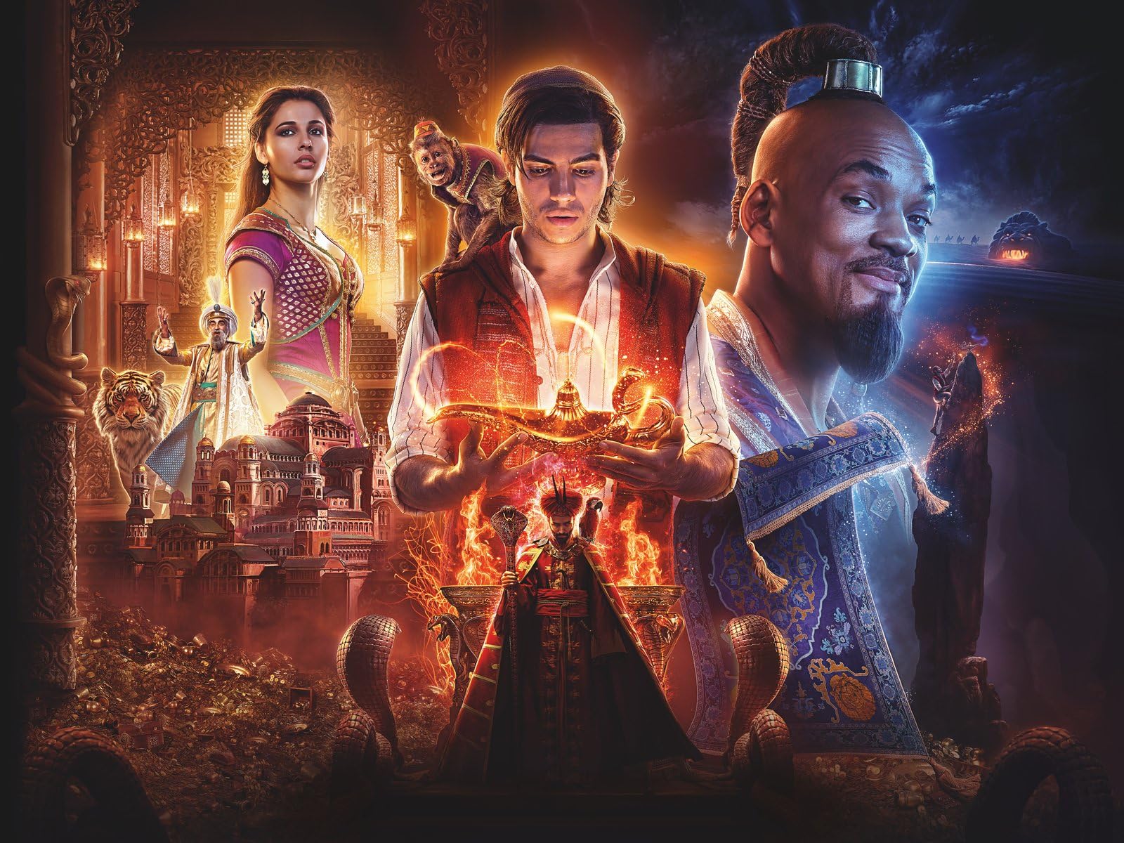 Aladdin 2019 7 A0 Poster on Canvas - Movie Art Poster in varie dimensioni per idee soggiorno o camera da letto. Immagini di film cult senza bordi Classic Iconic 70s 80s 90s Vintage Retro Home Wall De