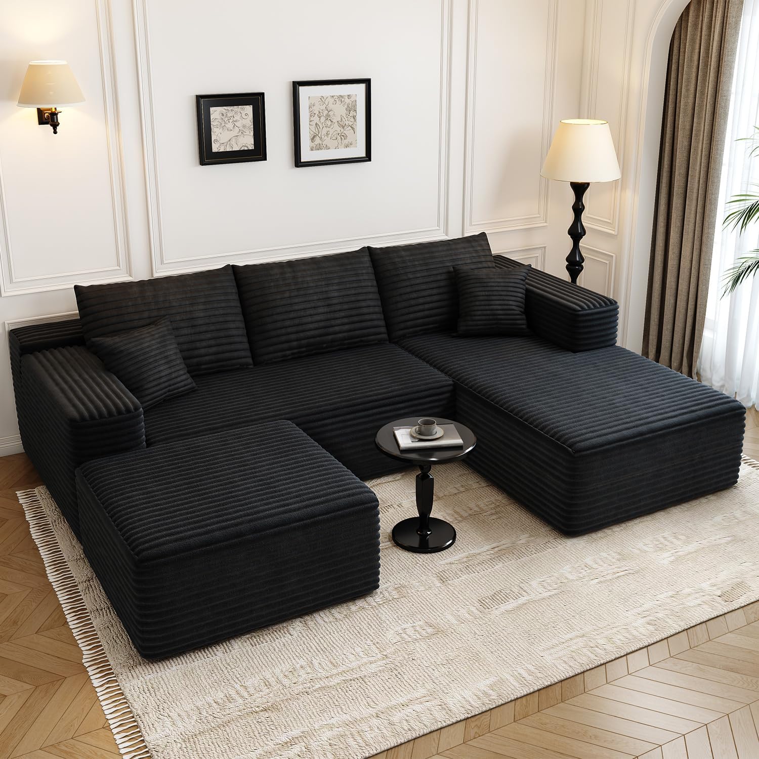 107.5″ Cloud Modular Sectional Sofa with 1 Ottoman,Modern
