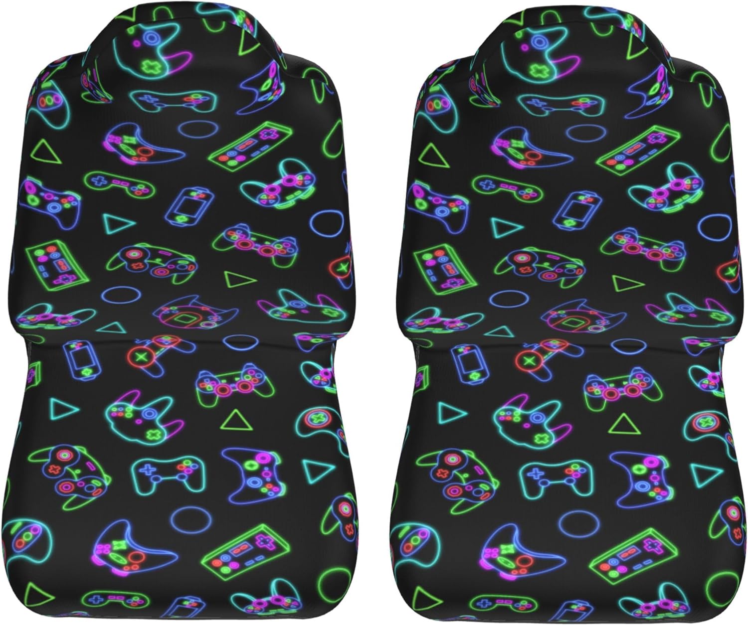 Car Seat Covers Neon Game Console Car Seat Covers for Car Front,Universal Fit for Car Truck Van and SUV Automotive Seat Covers,2 Piece, Style-1